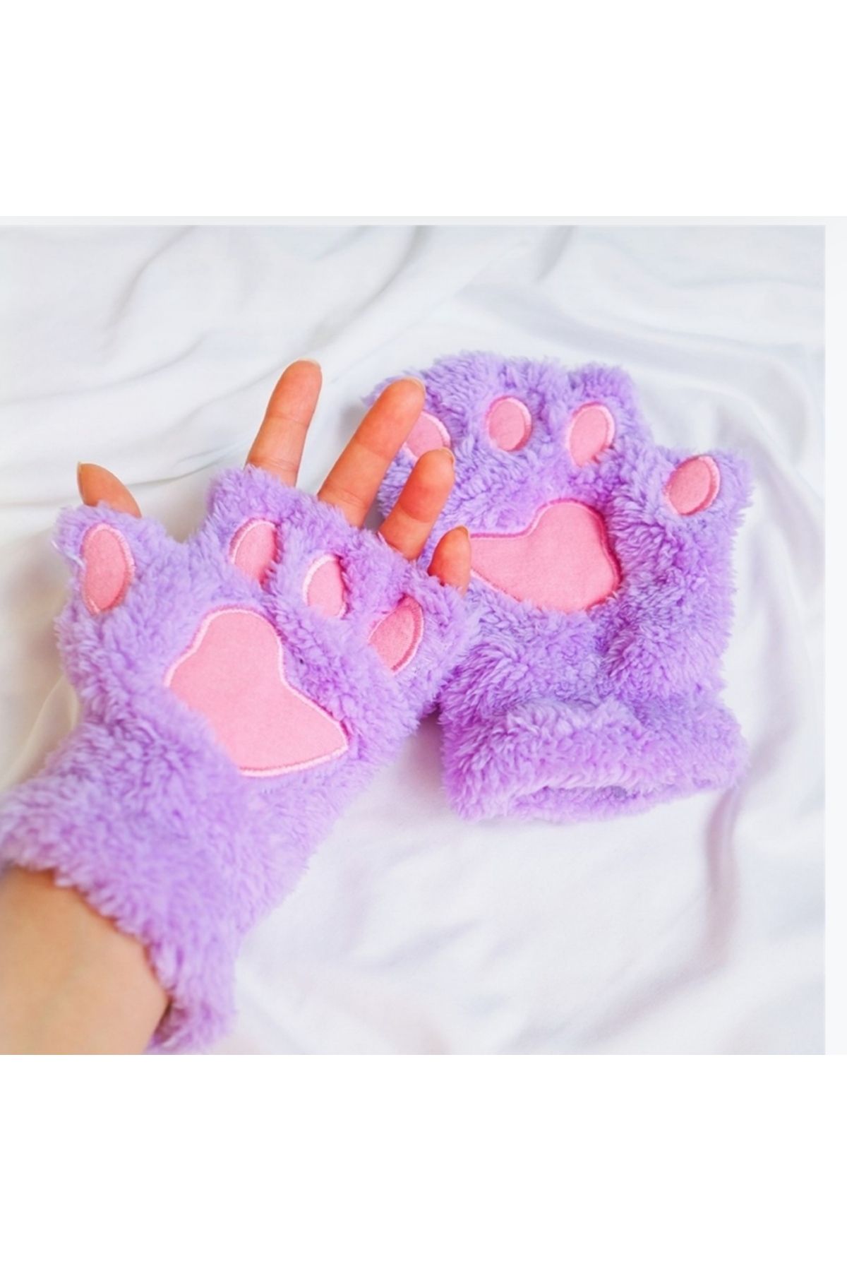 Lilaryum Pembe siyah pati peluş Eldiven