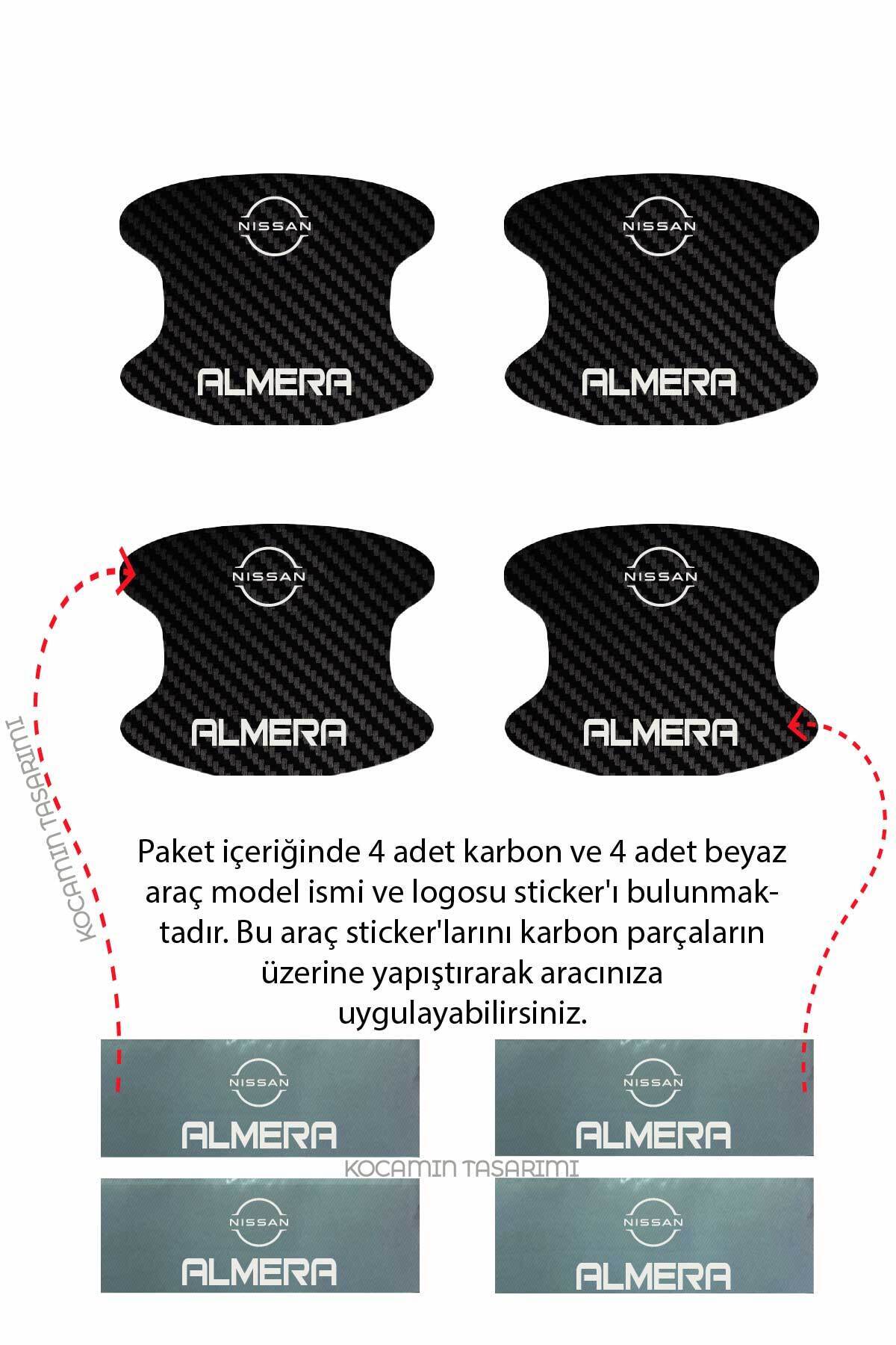 Kocamın Tasarımı-Nissan Almera Model - 4-Piece Carbon Foil Set with Special Lettering 3