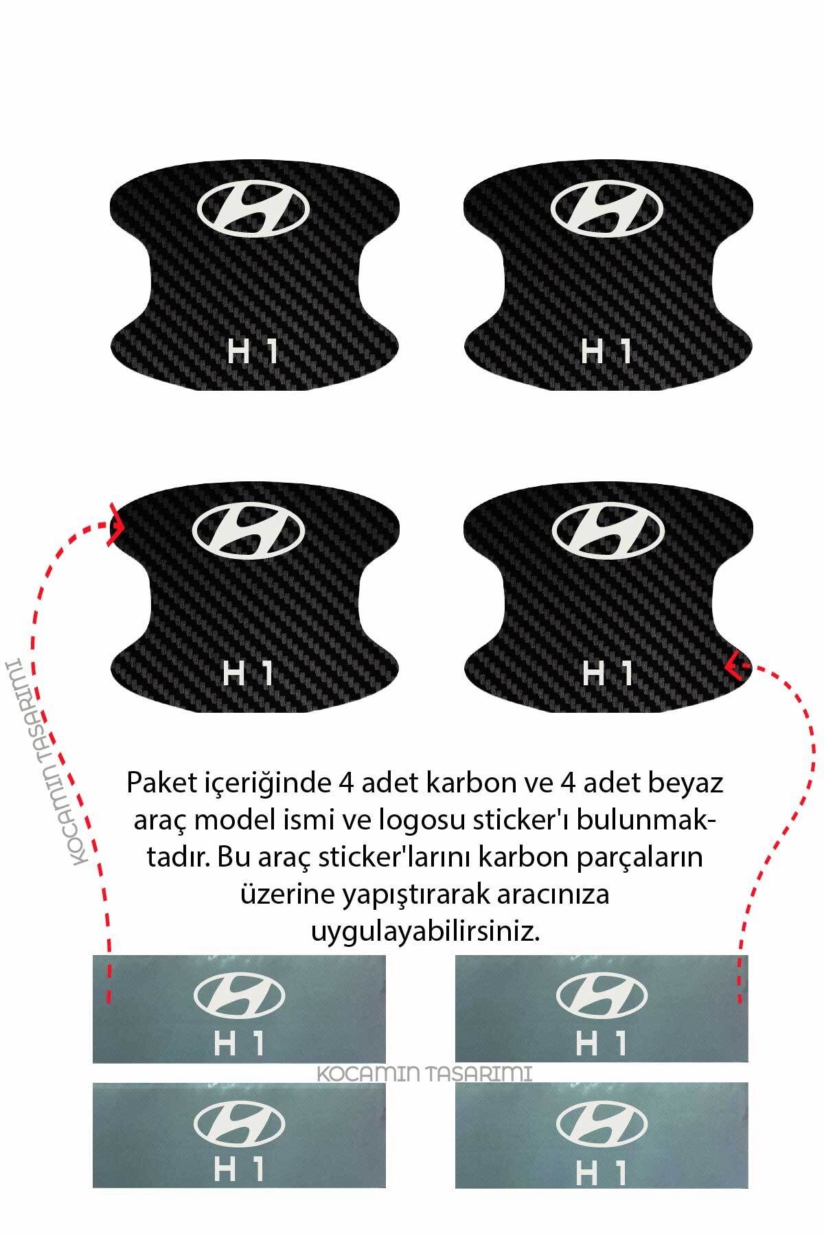 Kocamın Tasarımı-Hyundai H 1 - Carbon Pattern Anti-Scratch Door and Foil Guard Kit 3