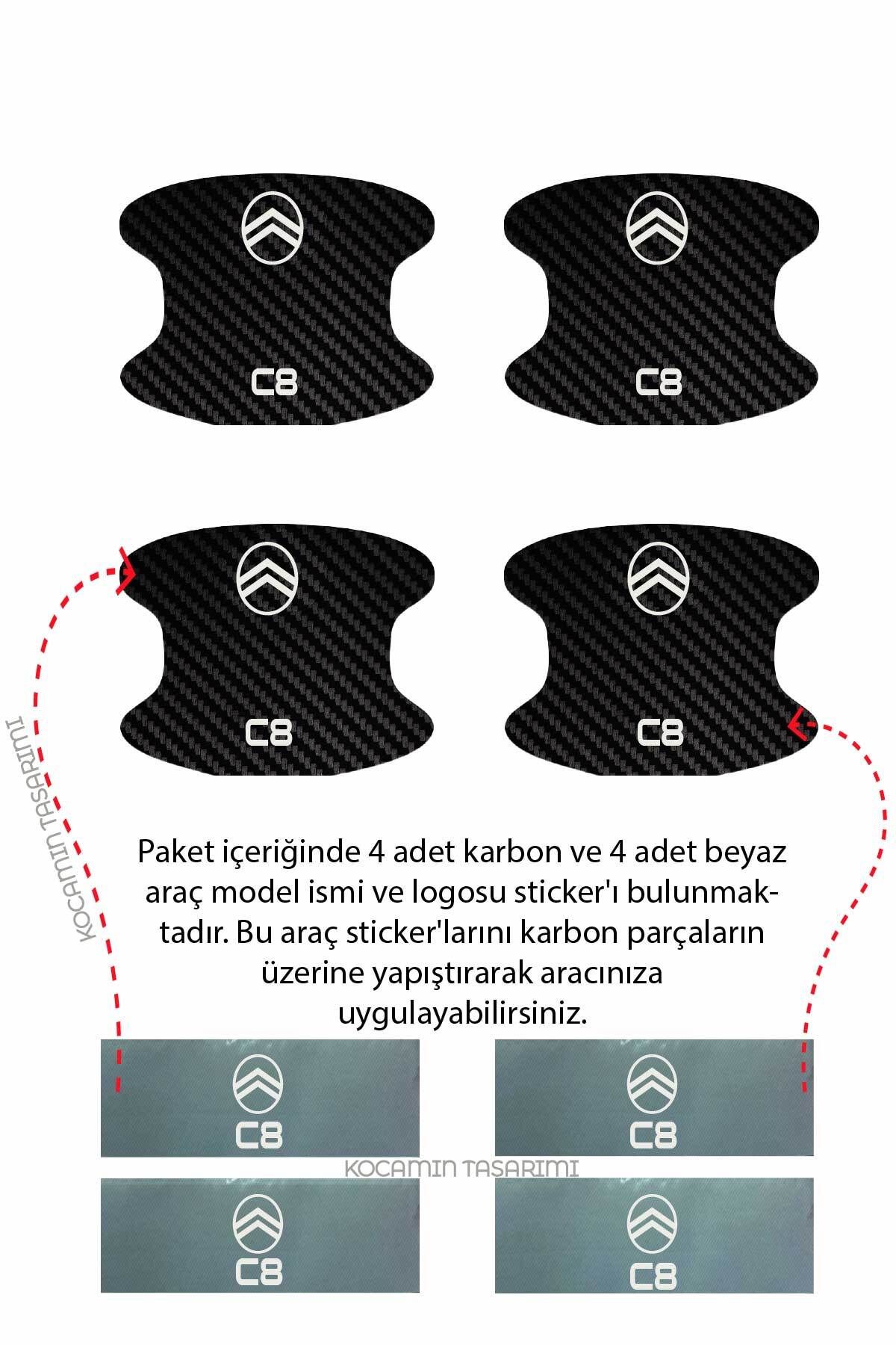 Kocamın Tasarımı-Citroen C8 Inner Door - Carbon Patterned Pit and Anti-Scratch Special Protection Foil Set 3