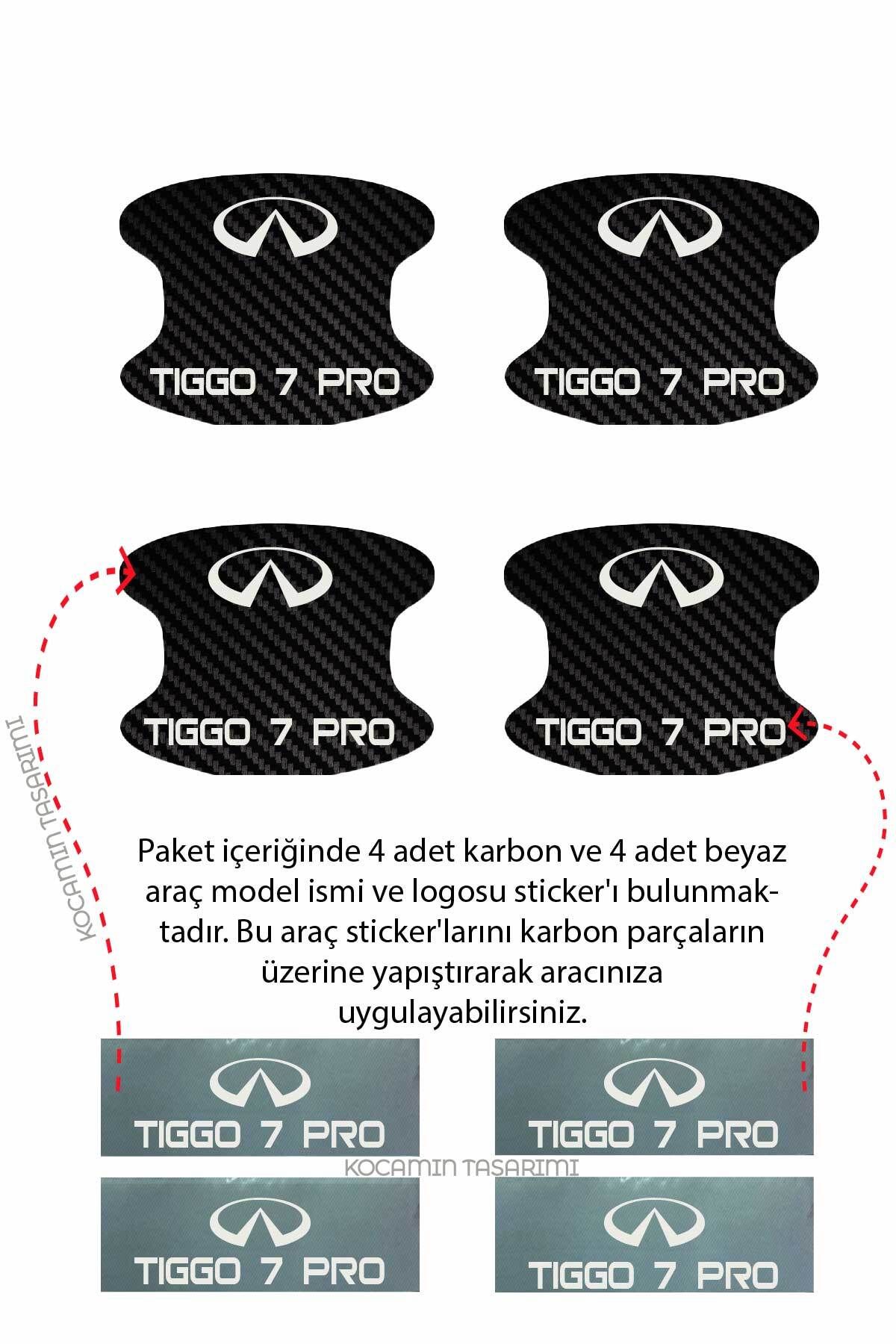 Kocamın Tasarımı-Chery Tiggo 7 Pro Model - 4 Pcs Carbon Pattern Anti-Scratch Door and Foil Set 3