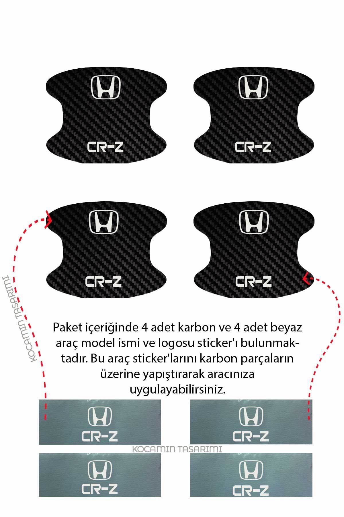 Kocamın Tasarımı-رقائق مخططة من الكربون لمقابض الأبواب الداخلية Honda Cr-Z - الأناقة والحماية مع حروف Cr-Z 3