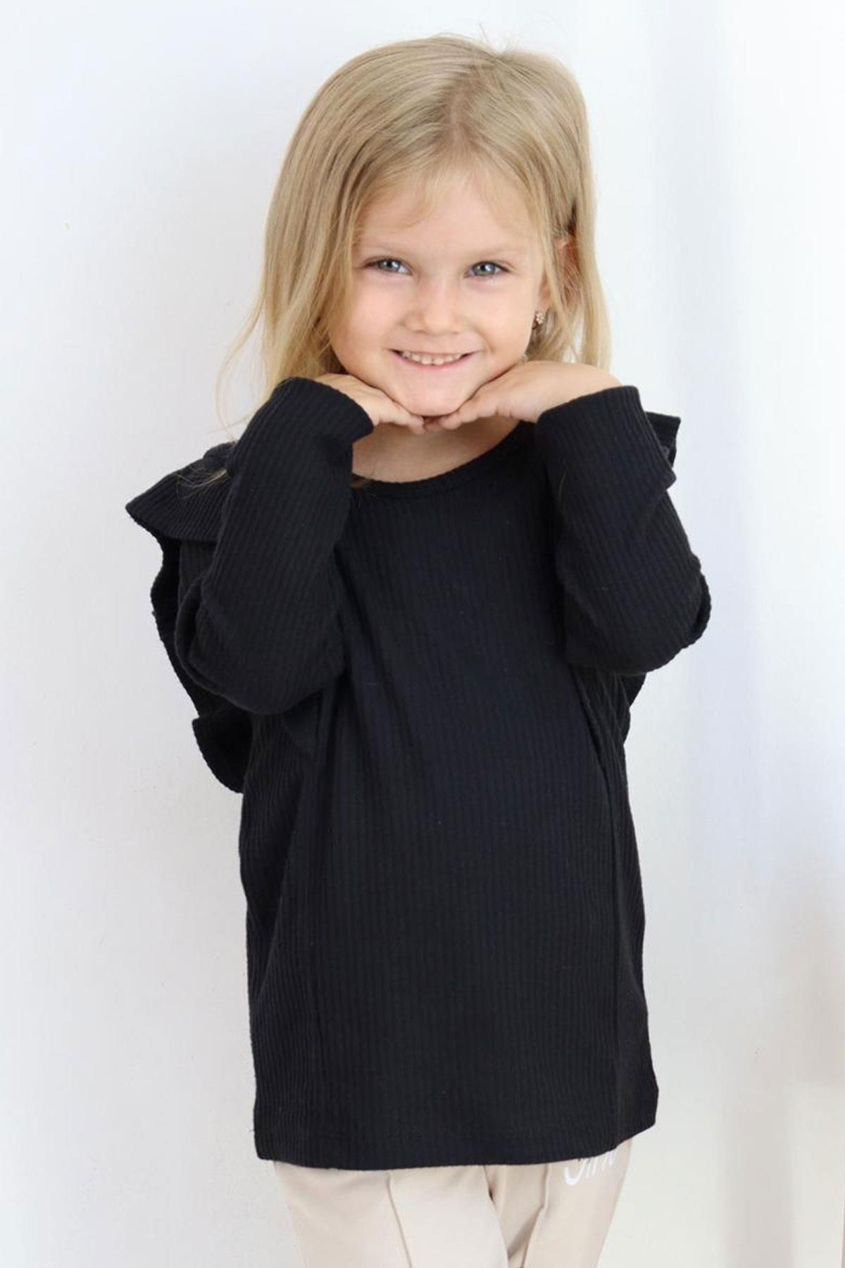 Breeze-1.5-5 Years Old Black Ruffled Girl's Blouse 2