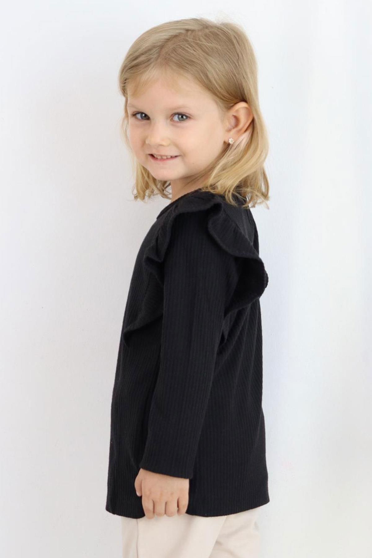 Breeze-1.5-5 Years Old Black Ruffled Girl's Blouse 3