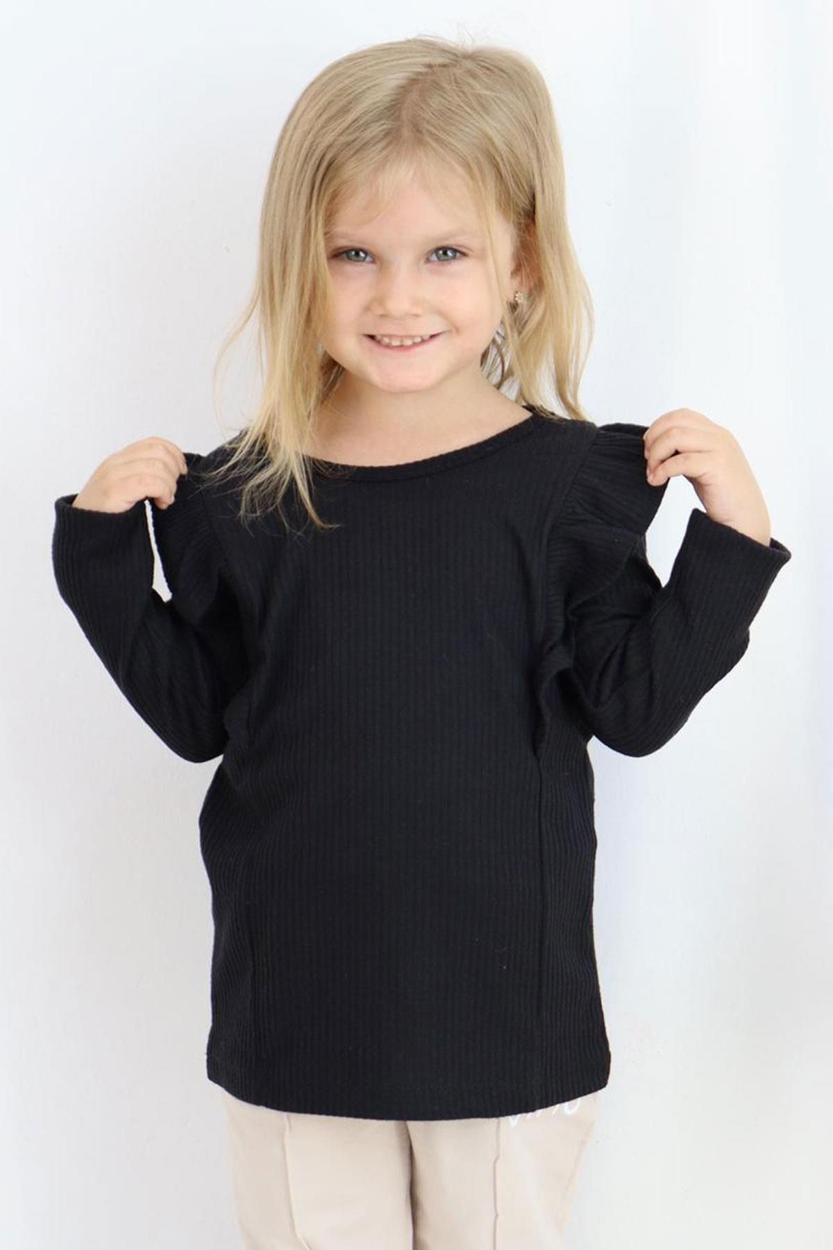 Breeze-1.5-5 Years Old Black Ruffled Girl's Blouse 1