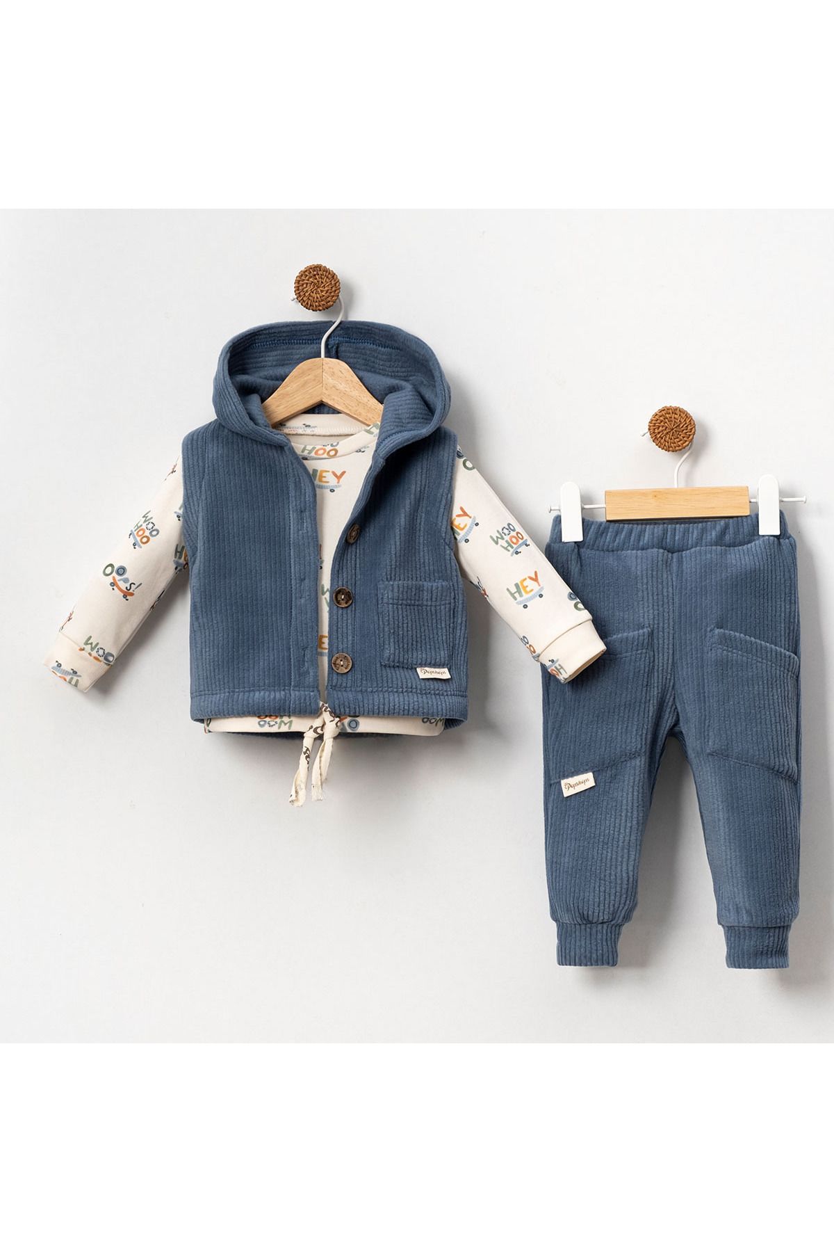 MODAMBEBEK-Baby Boy Velvet Vest Set 1