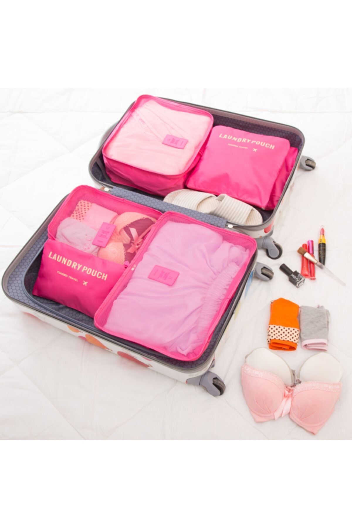 teknotrust-Set of 6 Dark Pink Suitcase Organizer 5