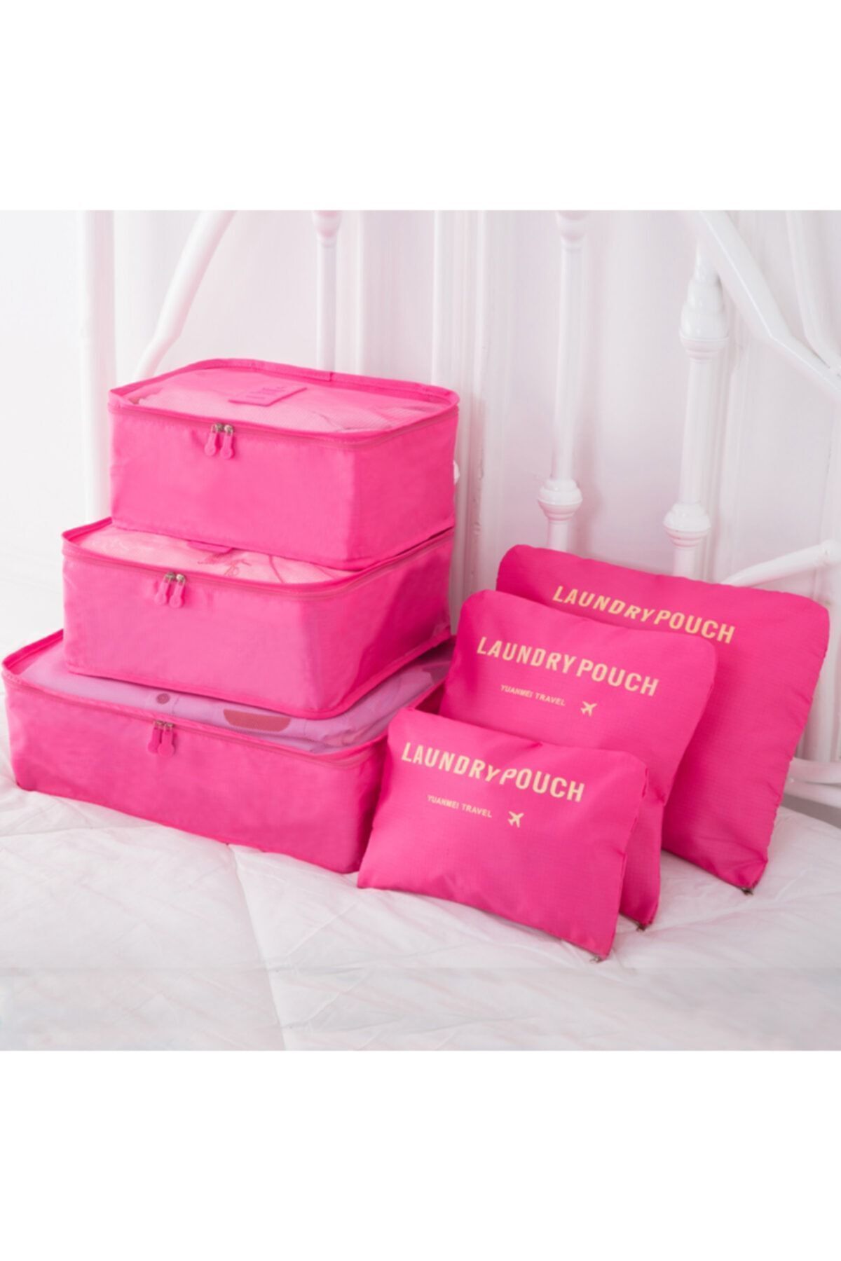 teknotrust-Set of 6 Dark Pink Suitcase Organizer 1