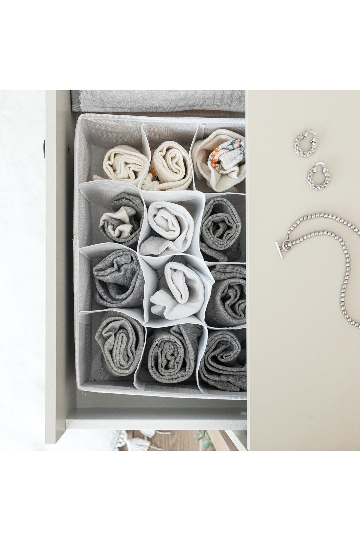 teknotrust-4 Pieces 12 Compartments Practical Socks and Tie Organizer - Paper Box 3