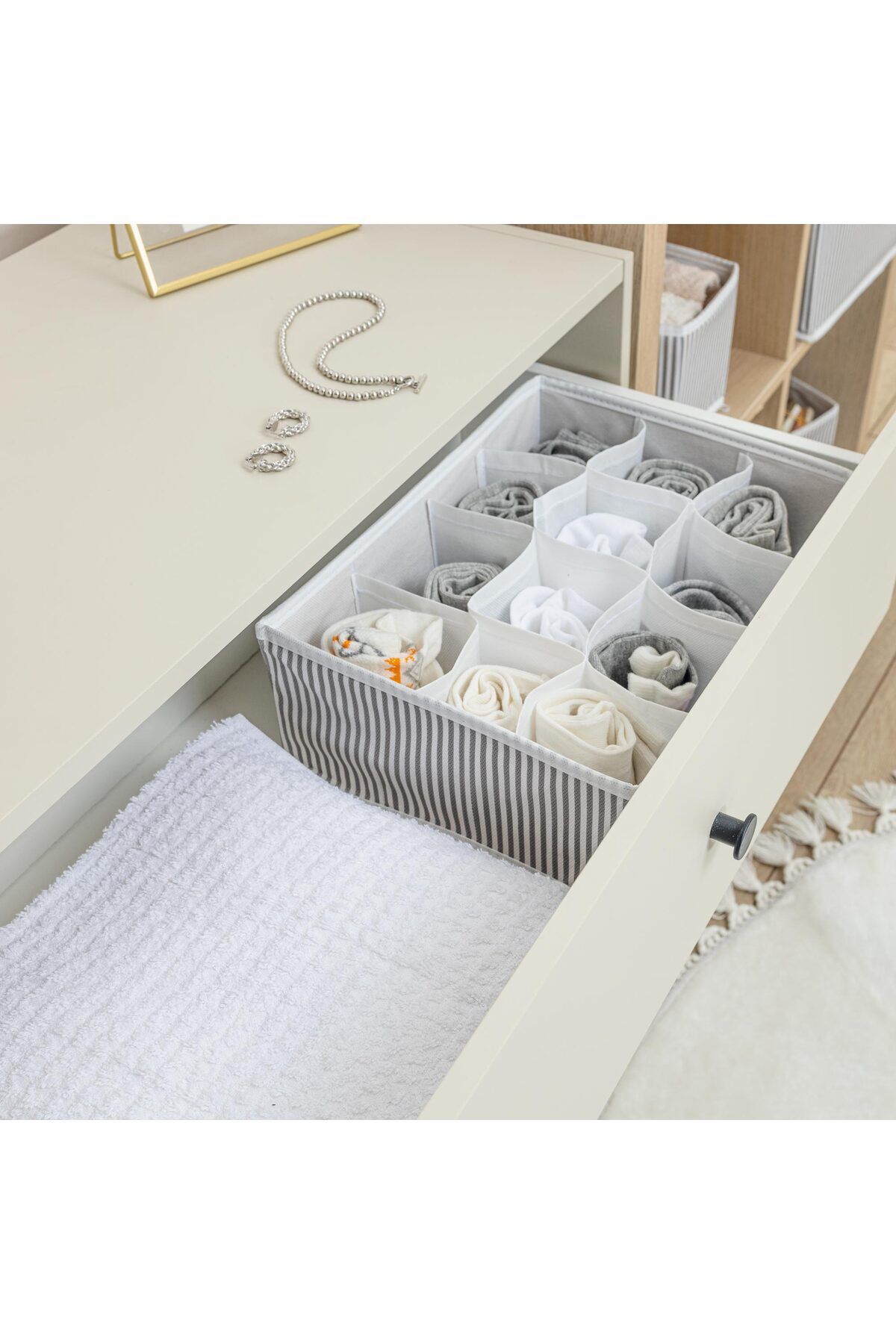 teknotrust-4 Pieces 12 Compartments Practical Socks and Tie Organizer - Paper Box 2