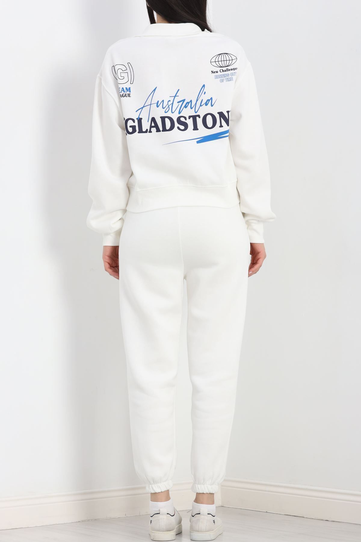 melonika-White Tracksuit Set - Half Zipper 6