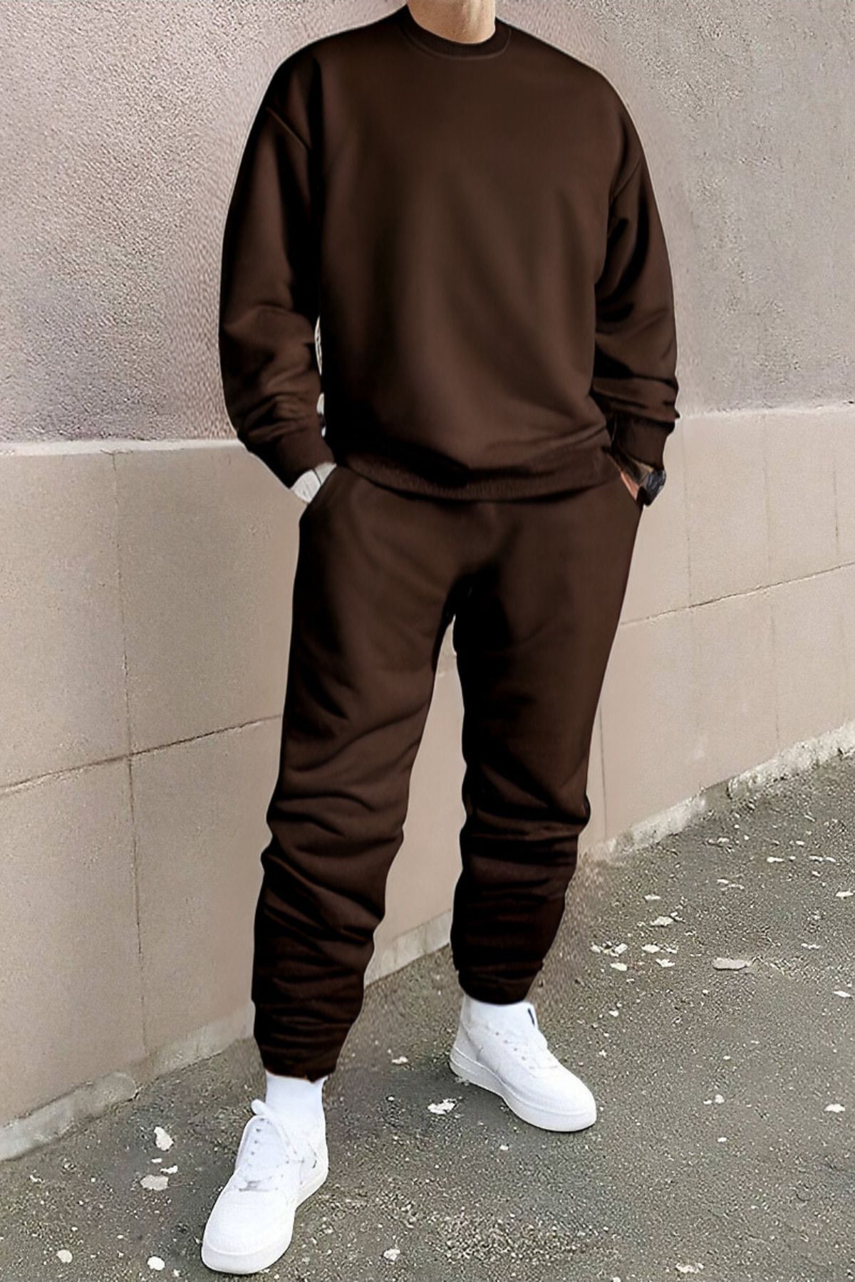 CMZ COLLECTİON-Men's Premium Model Elastic Leg Jogger Crew Neck Tracksuit Set 2