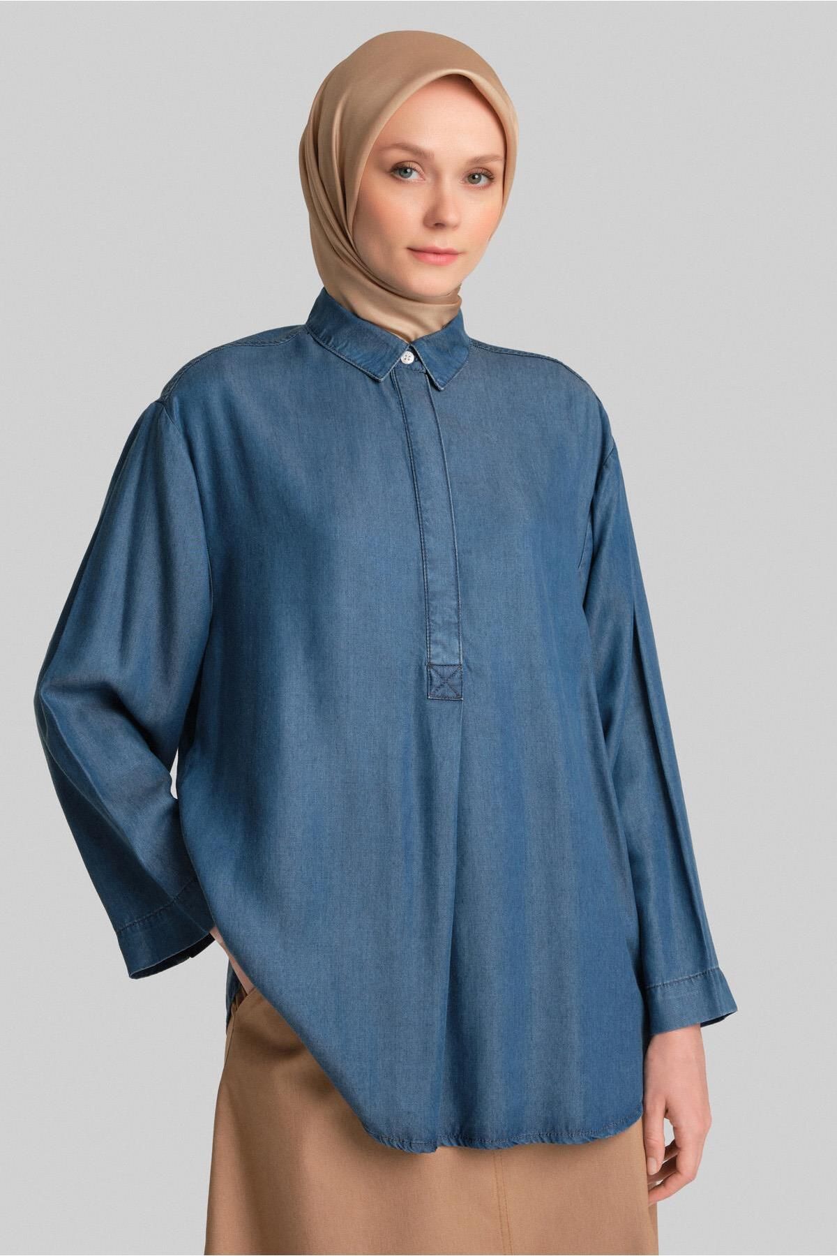 Armine-Blue Blouse - 24Yd3407 Model 4