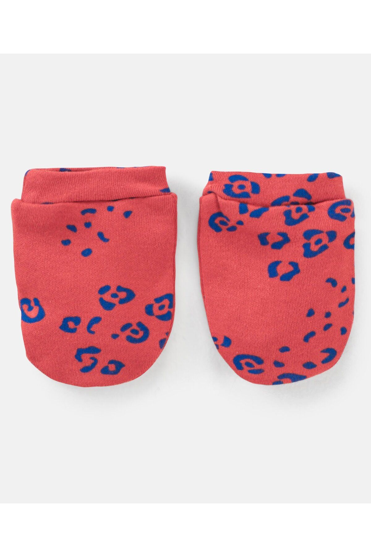 Bonfino-100% Cotton Knit Cap Mittens & Booties Set Leopard Print Red - Diameter 11.5 cm 5