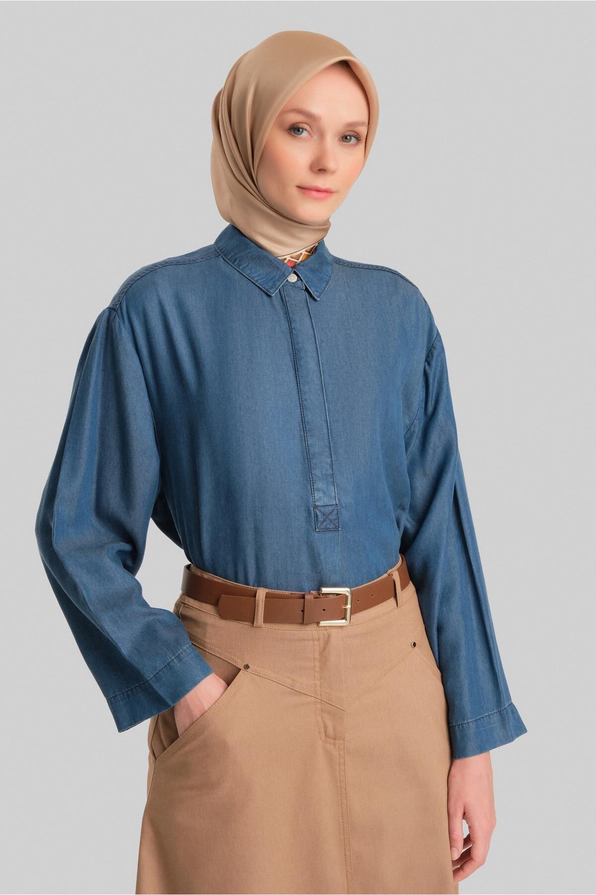 Armine-Blue Blouse - 24Yd3407 Model 2