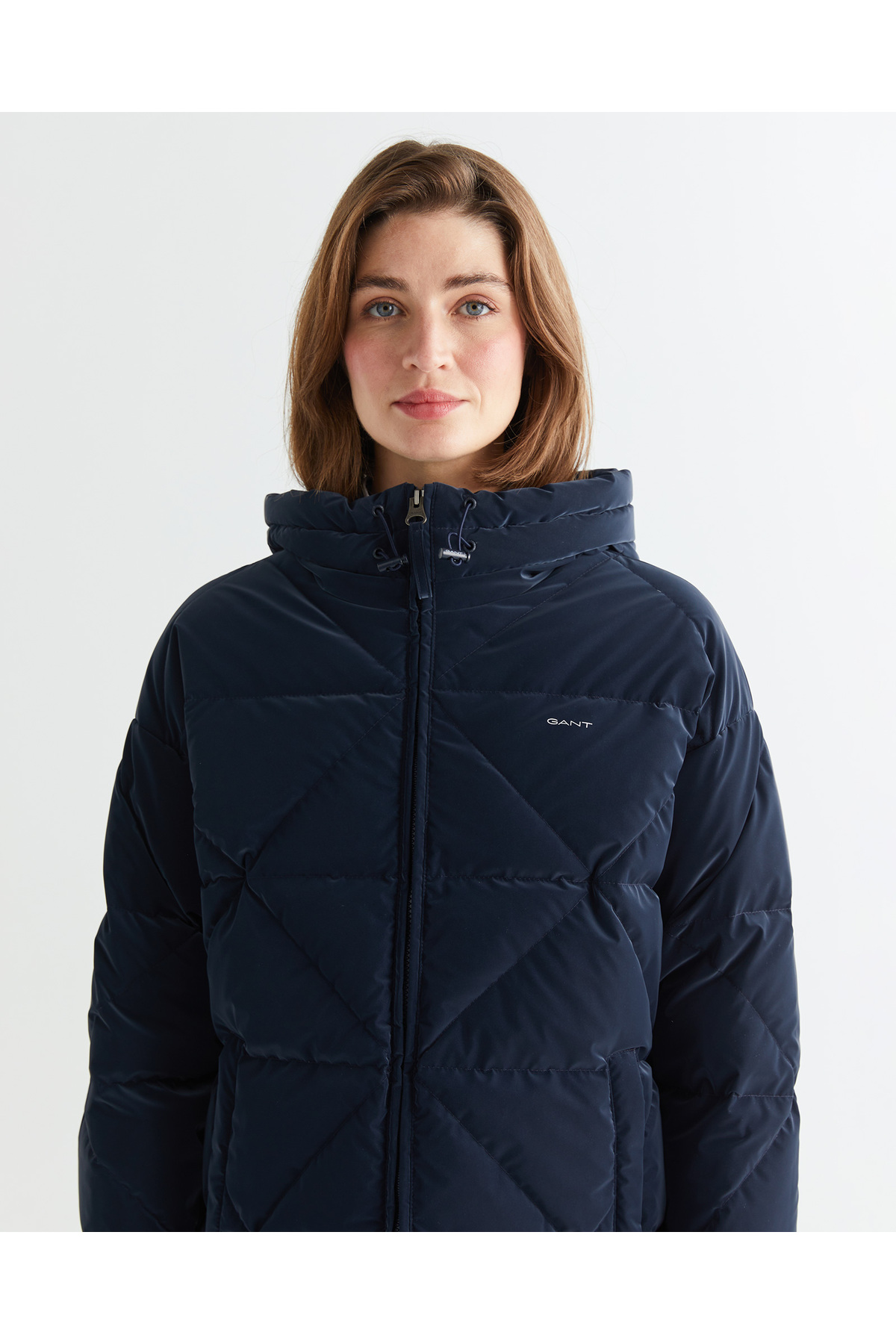 Gant  Kadın Lacivert Kapüşonlu Kapitone Mont - Görsel 4