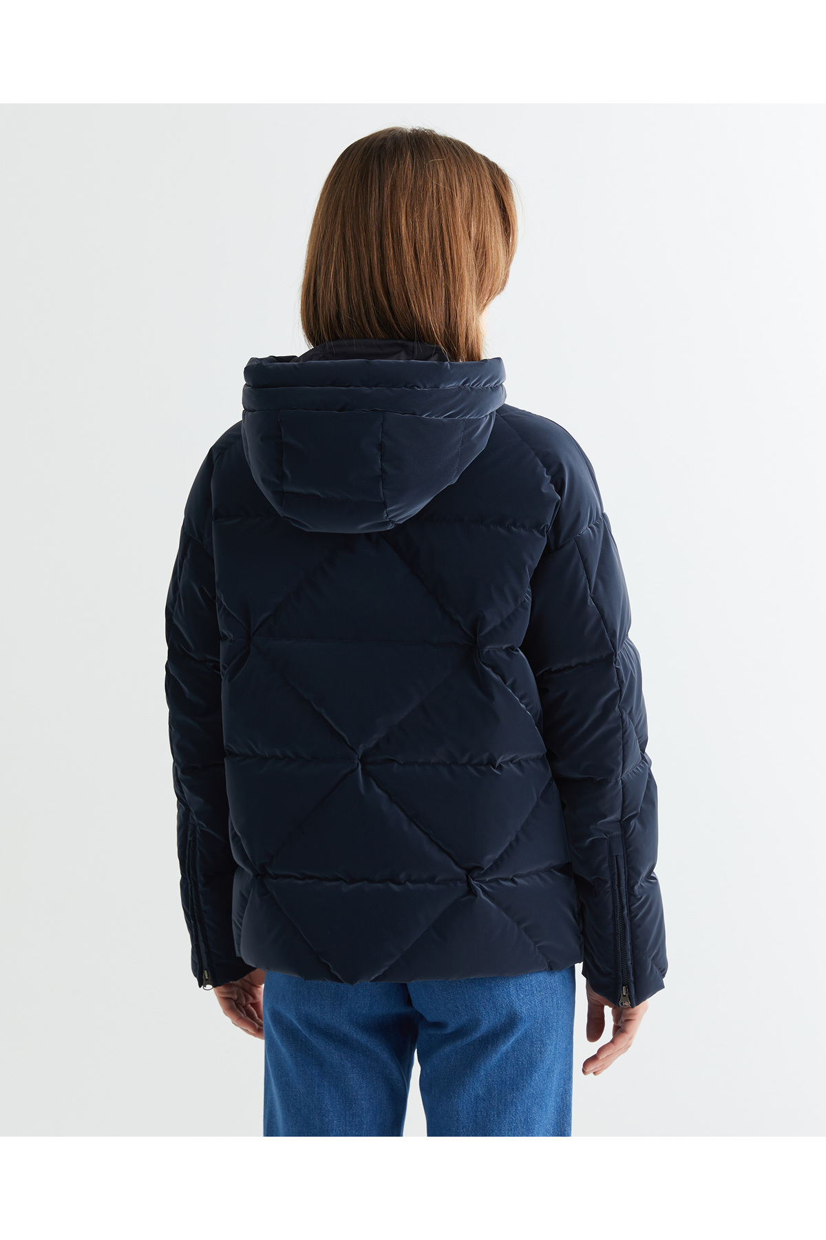 Gant  Kadın Lacivert Kapüşonlu Kapitone Mont - Görsel 2