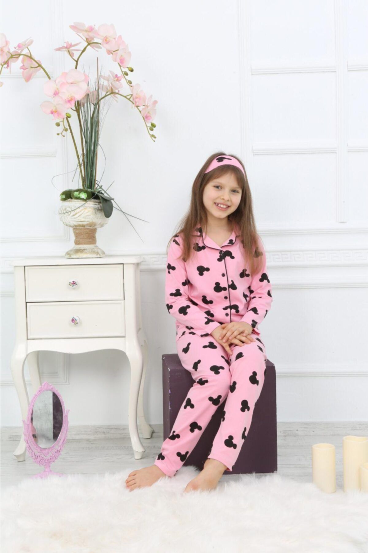 Lolliboomkids Kız Çocuk Pembe Renk Desenli Pijama Alt Üst Takım fotoğrafı 7 (önizleme)