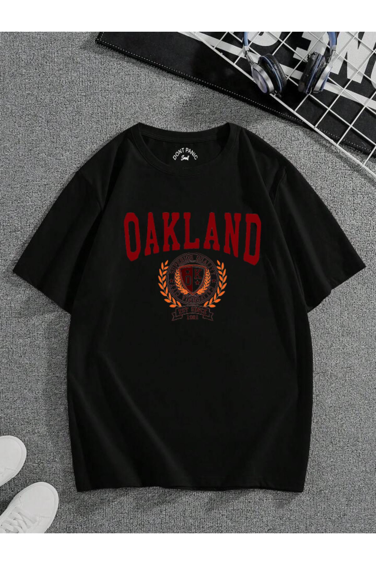 DEEPSENCE-Tricou negru oversize unisex - OAKLAND 1