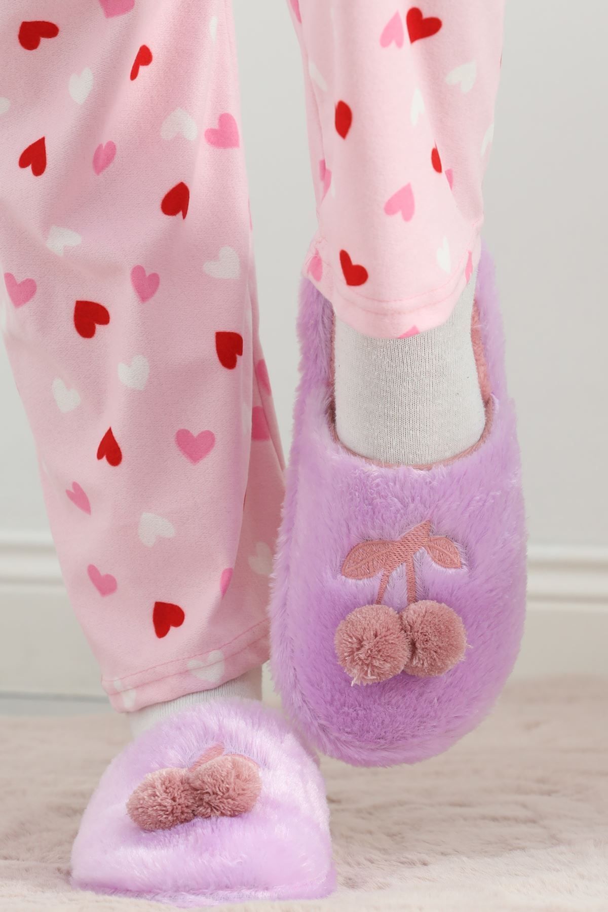 Ramby-Lilac Plush House Slippers - 20188.0264 2