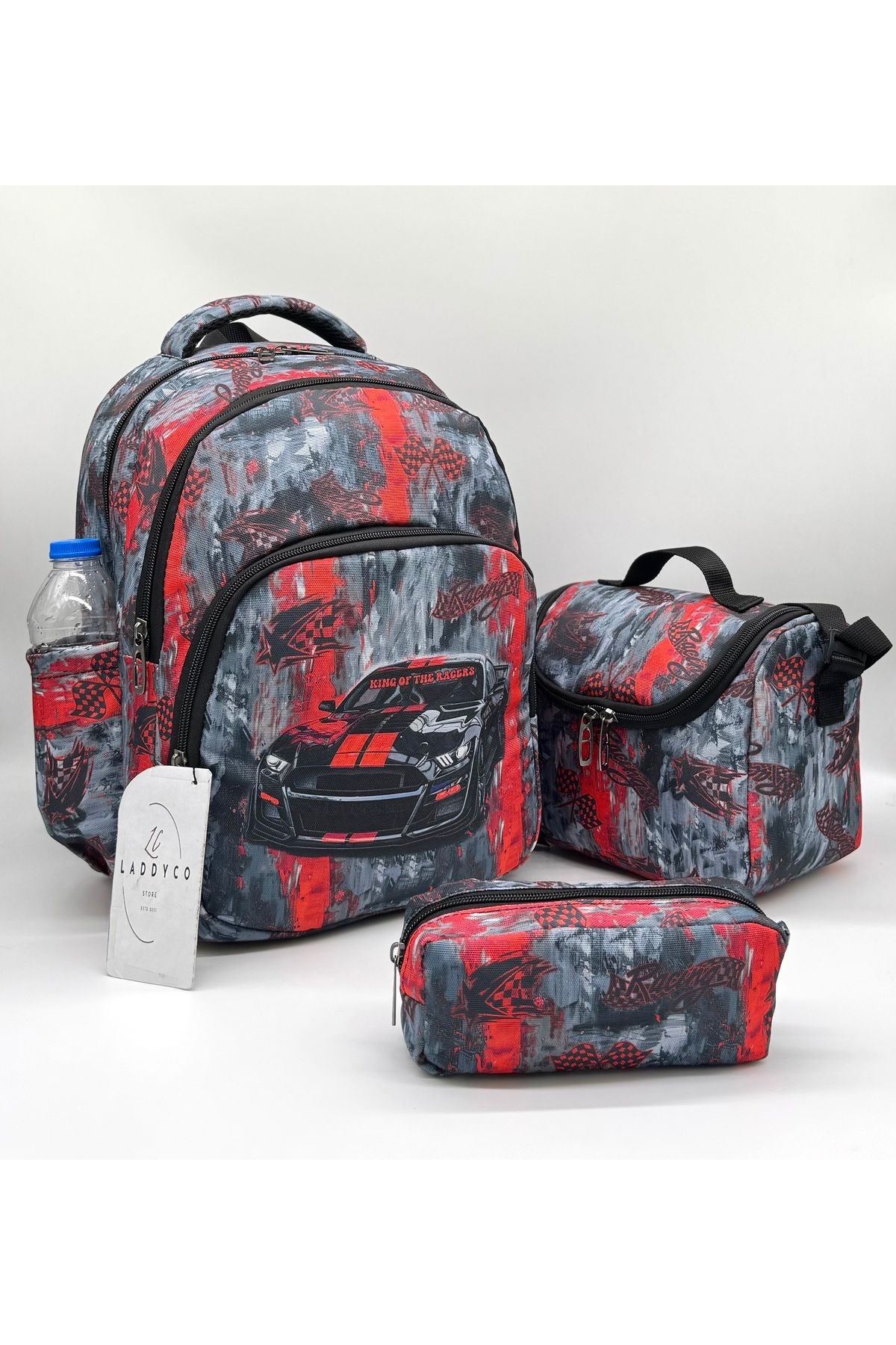 Bevitton-Red Trolley Printed Primary School Set of 3 Orthopedic Boys Primary School Backpack 1