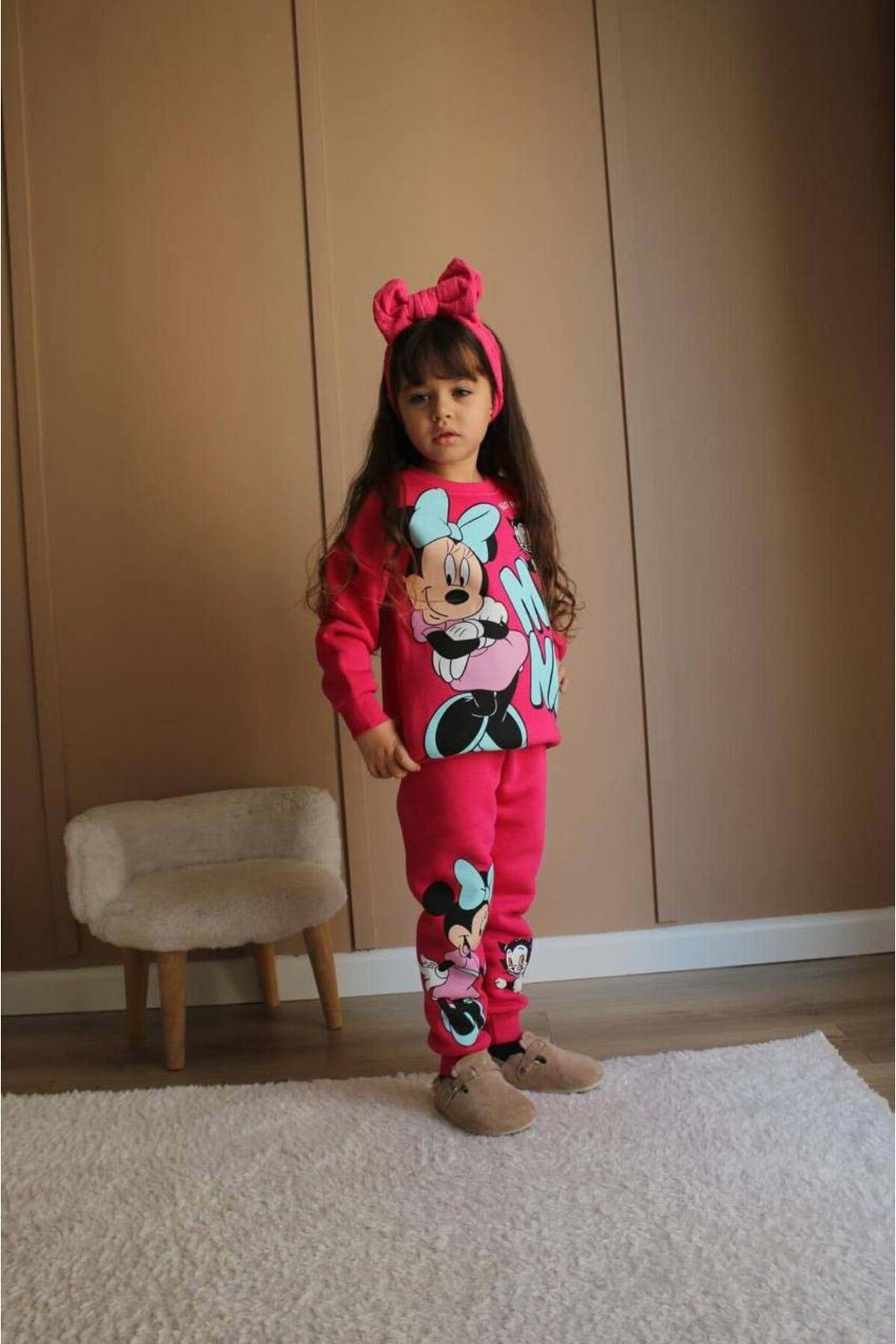 MİNİKO KİDS-Girl's Mickey Model 3 Threads Charted Thick Winter Tracksuit 2