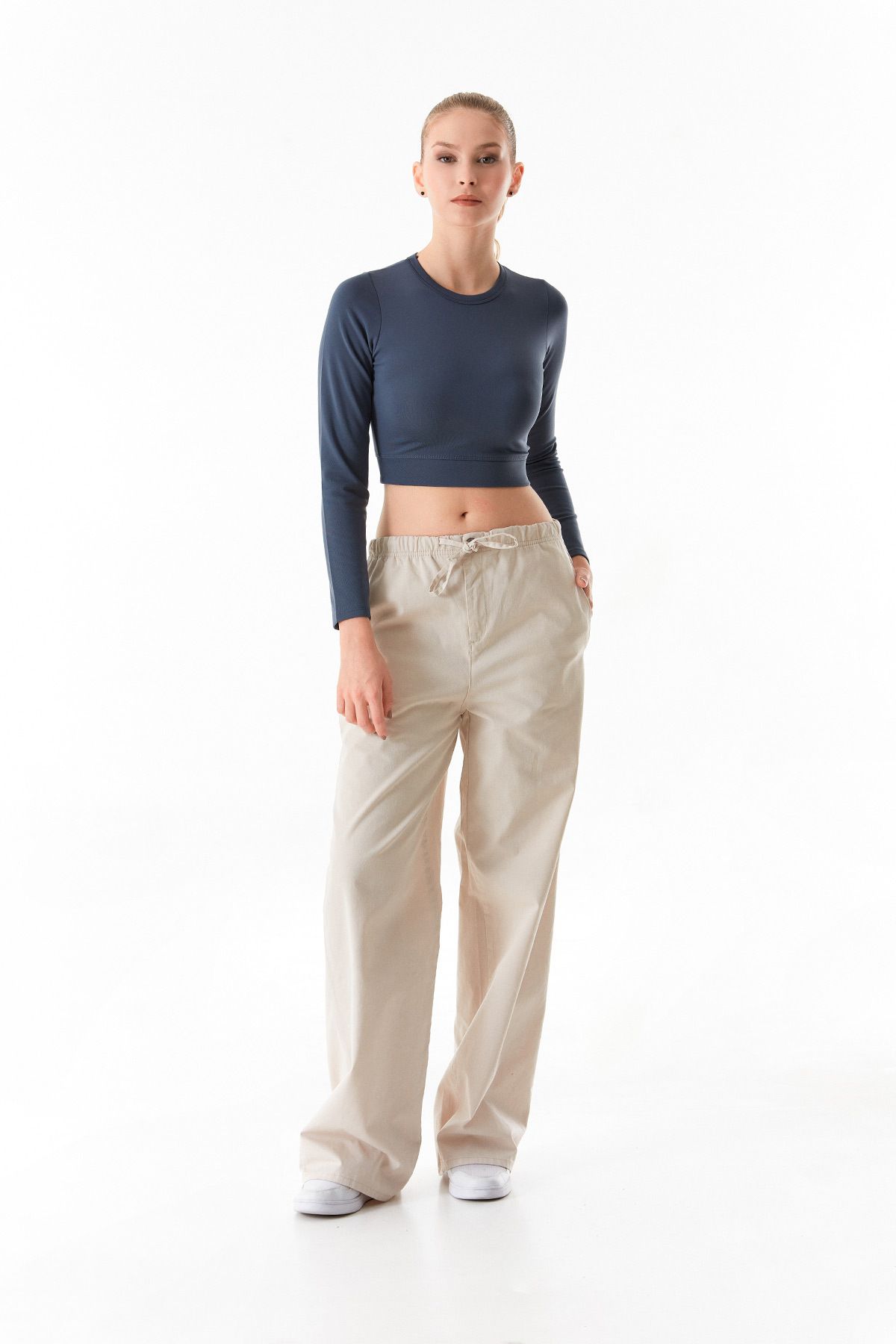 Fulla Moda-Pants - Beige - High Waist 1