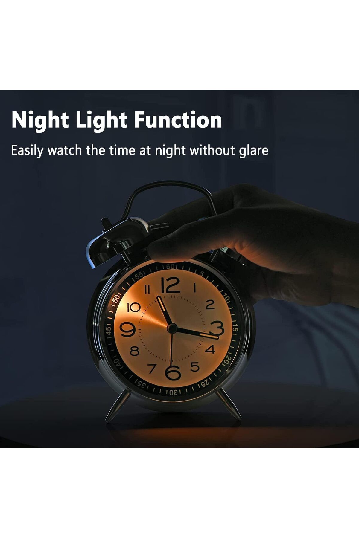 COOYA-Loud Alarm Clock, Retro 4", Alarm Clock Analog Clock Loud Alarm Clock for Heavy Sleepers (blue) 3