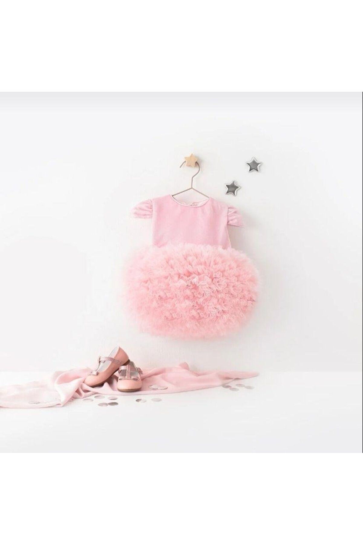 Pop-Baby Girl Pink Balloon Tutu Skirt Dress with Bow Detail 2