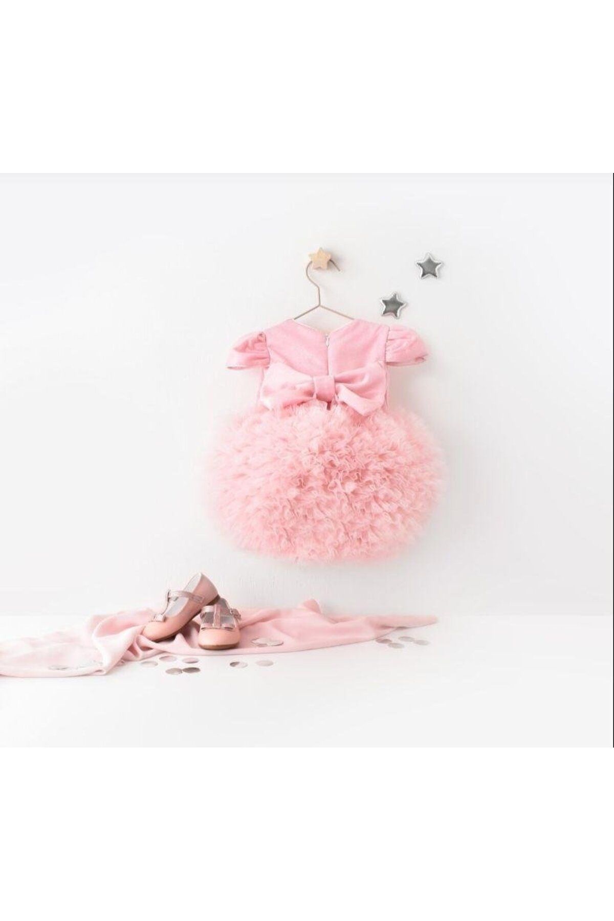 Pop-Baby Girl Pink Balloon Tutu Skirt Dress with Bow Detail 1