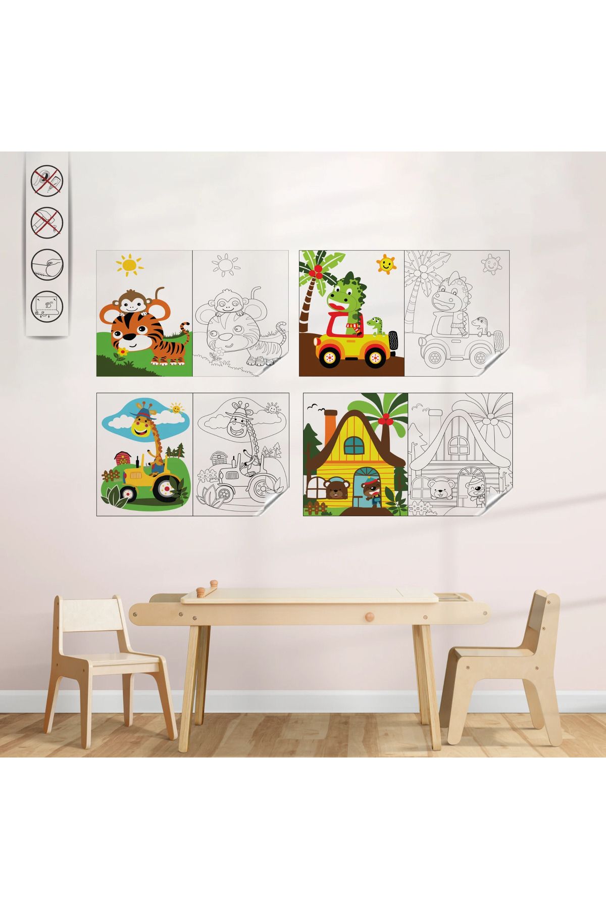 ZERO LAND Statik Kağıt Hayvanlı Boyama Çalışma (Set) 150 CM X 200 CM 635117