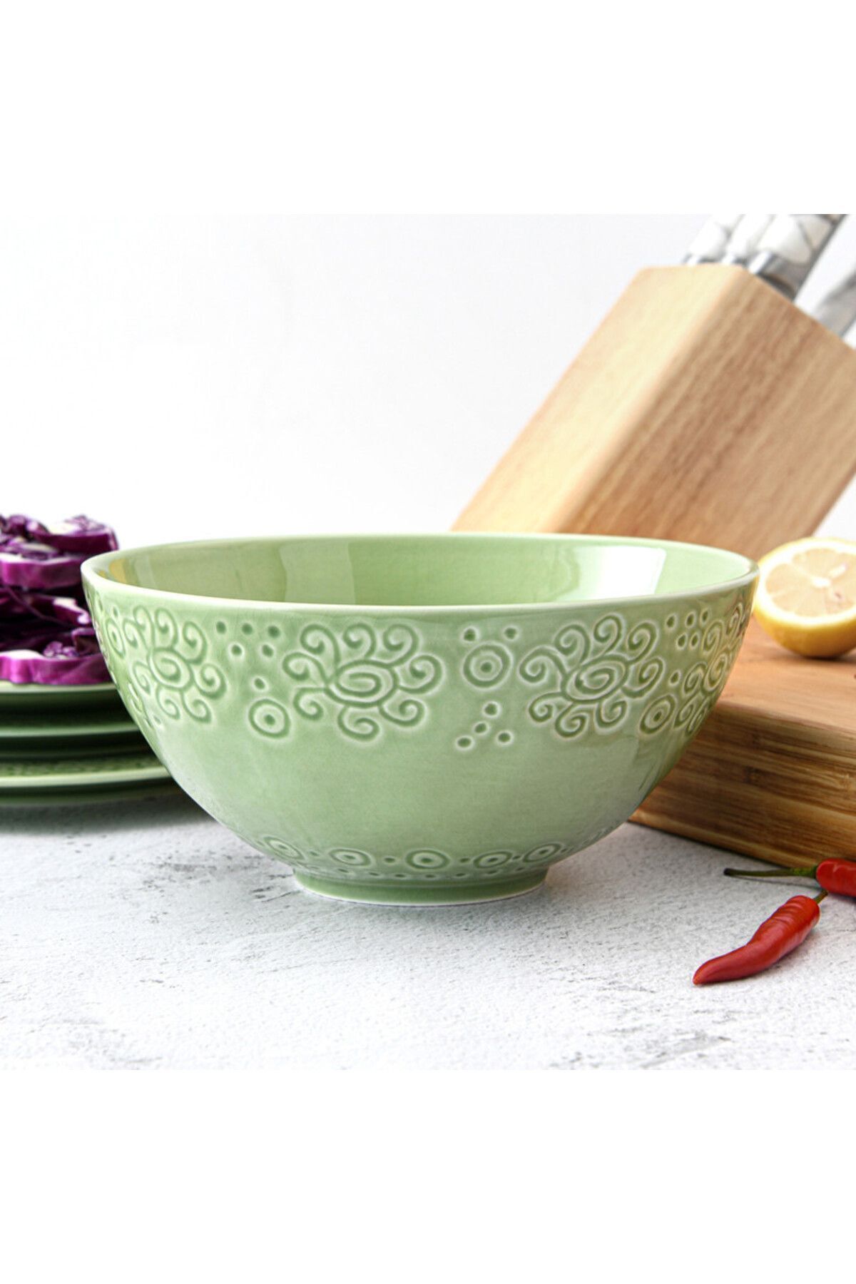 Fissman-Ceramic Bowl Green 21.6cm 5