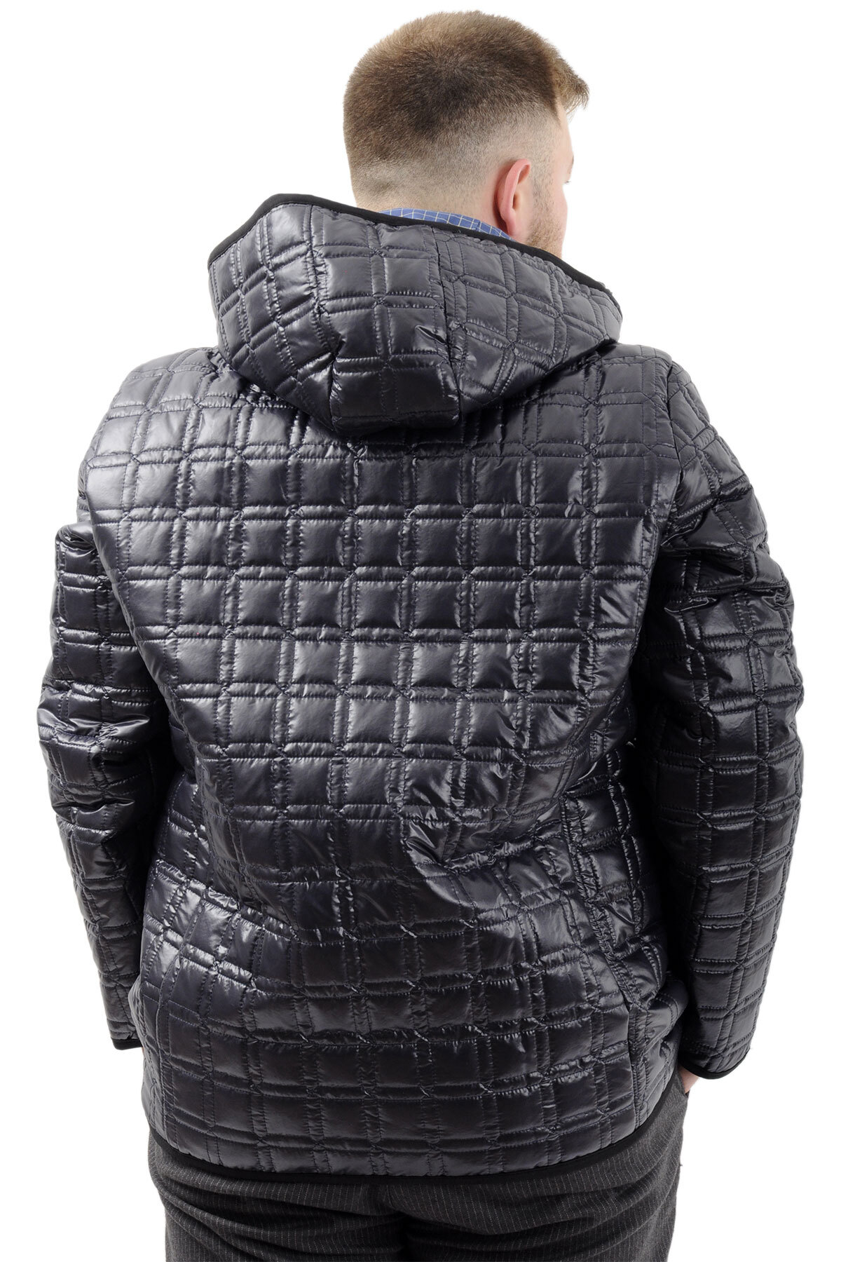 ModeXL Mode XL Büyük Beden Erkek Kalın Şişme Mont Kapüşonlu U24605 Lacivert görsel 4