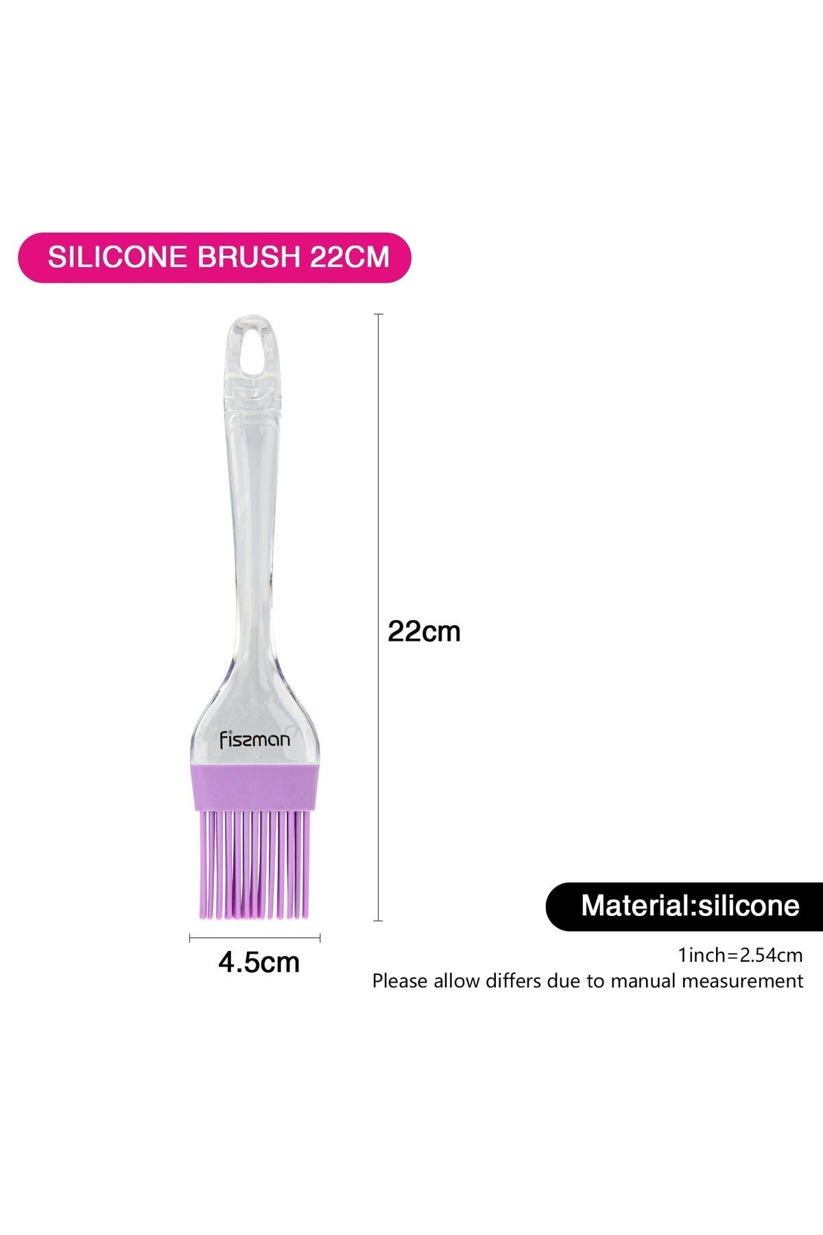 Fissman-Silicone Basking Brush 22cm,Marinating Kitchen Brush for BBQ, Grilling, Baking (Purple) 2