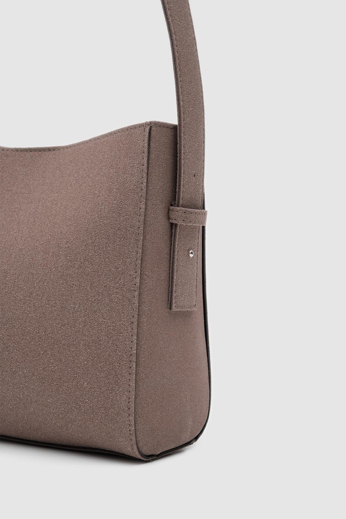 Shule Bags-Ola Suede Brown Shoulder Bag 4