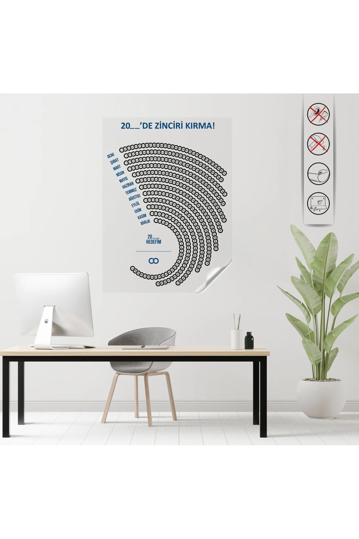 ZERO LAND Statik Kağıt Zincir Kırma Takvimi 100 CM X 140 CM 620036