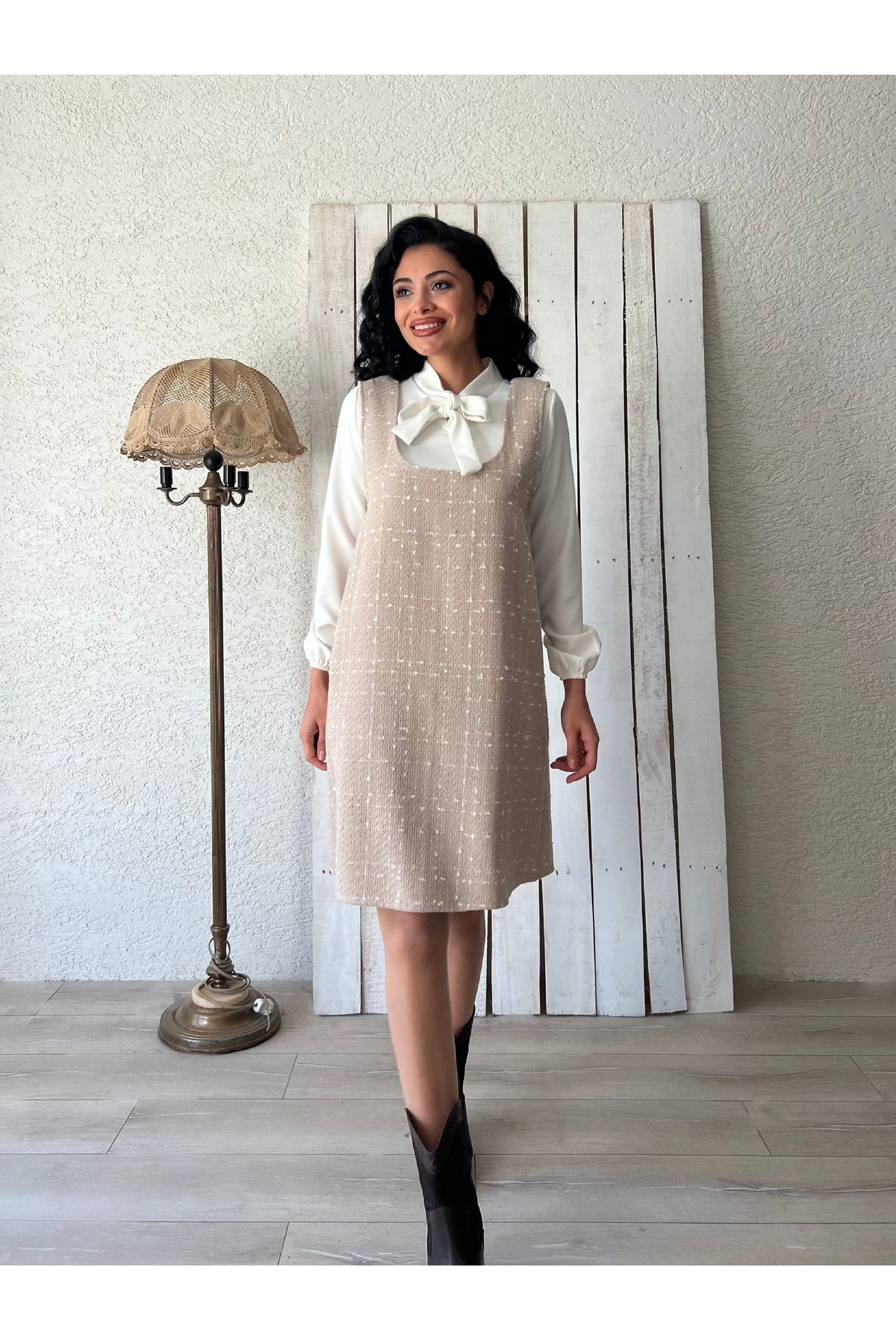 KÜÇÜĞÜM BUTİK-Dress - Beige - Basic 2