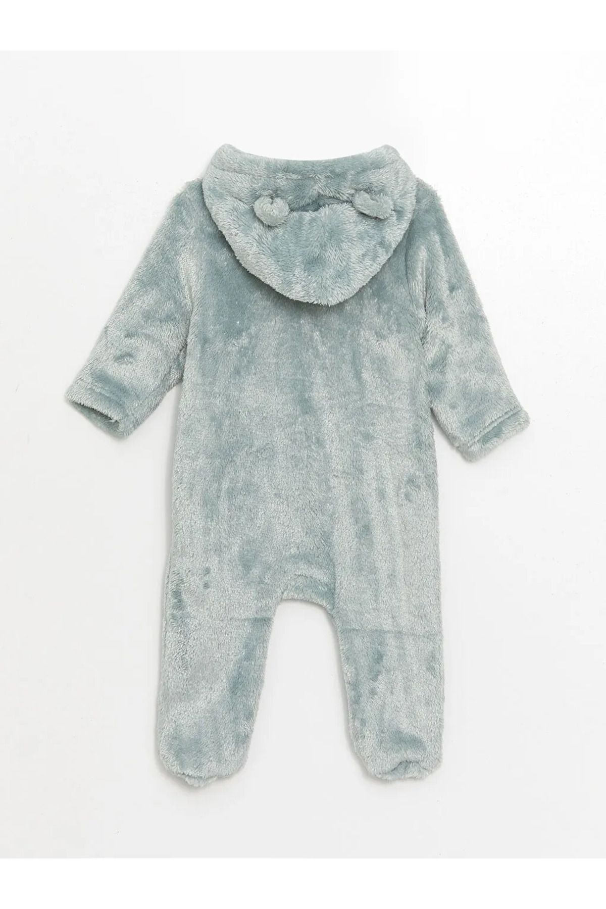 LC Waikiki-Lcw Baby Blue Hooded Plush Baby Boy Romper 2