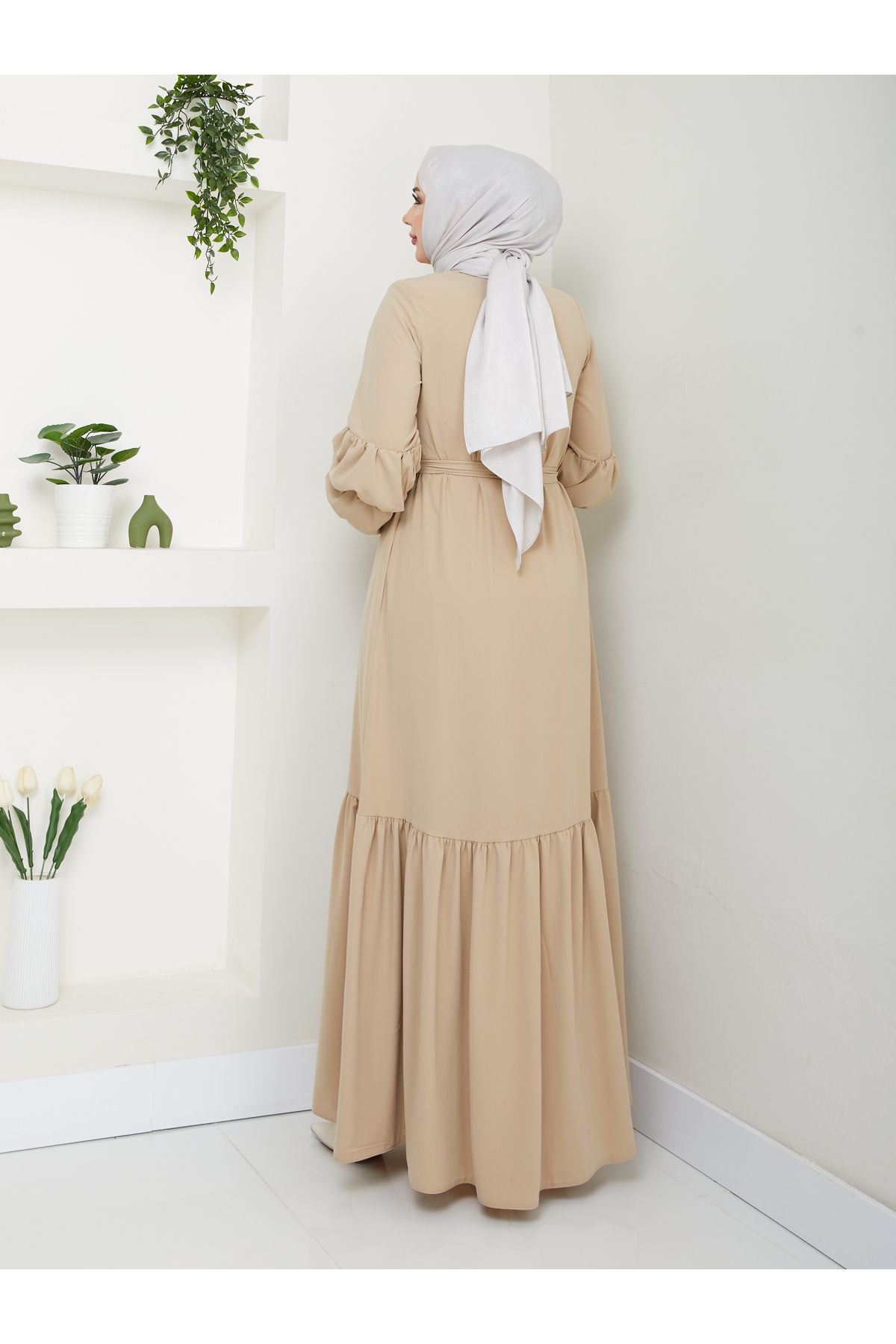 MODA ESRE FASHION-Medina Hijab Clothing - Balloon Sleeve and Gathered Skirt, Silk Ferace 3