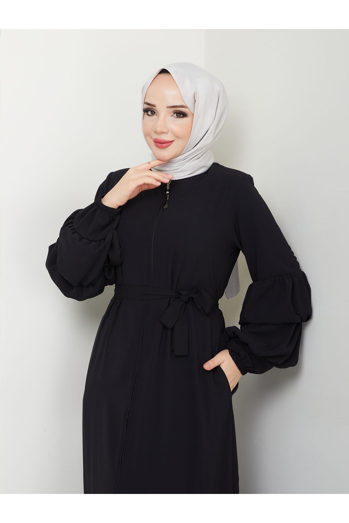 MODA ESRE FASHION-Medina Hijab Clothing - Balloon Sleeve and Gathered Skirt, Silk Ferace 8