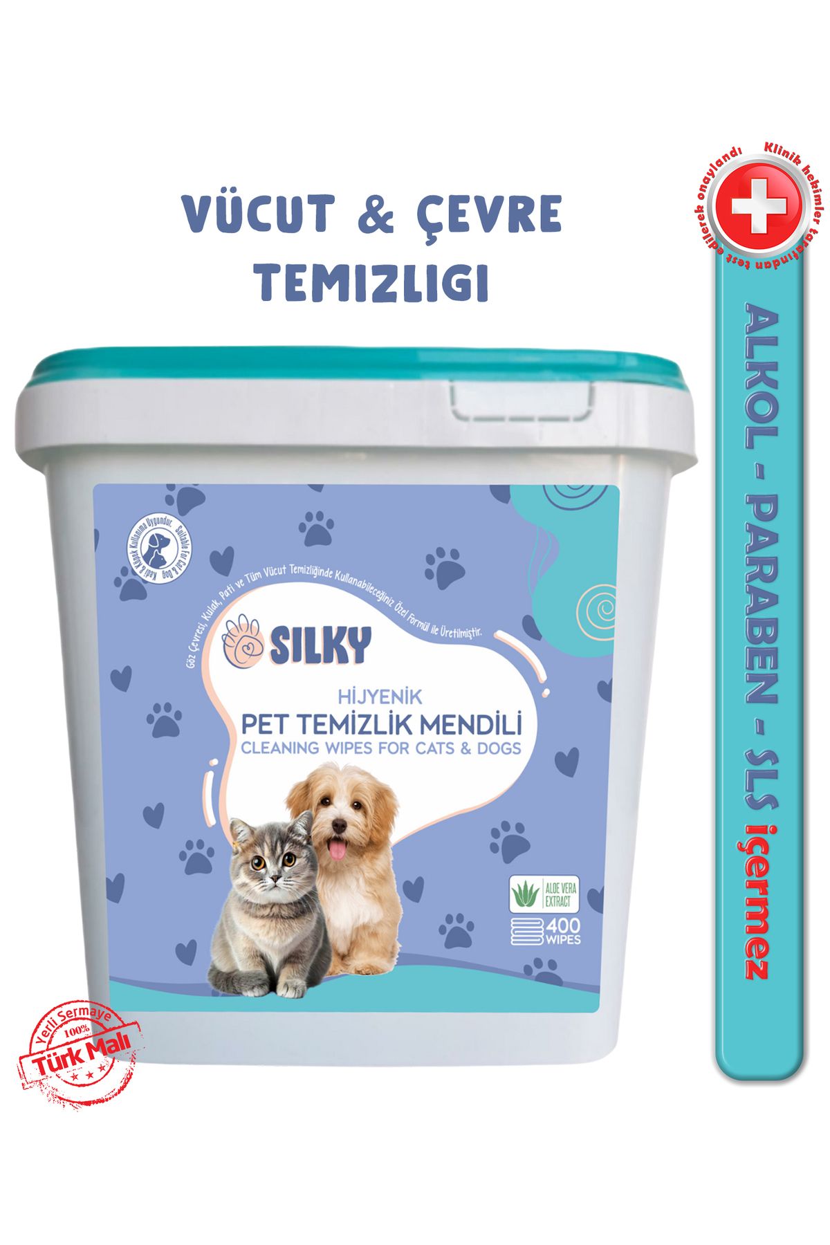 SILKY PAD CARE Evcil Hayvan Tüy Ve Pati Temizleme Mendili - 400 Lü / E Vitamini Içerikli