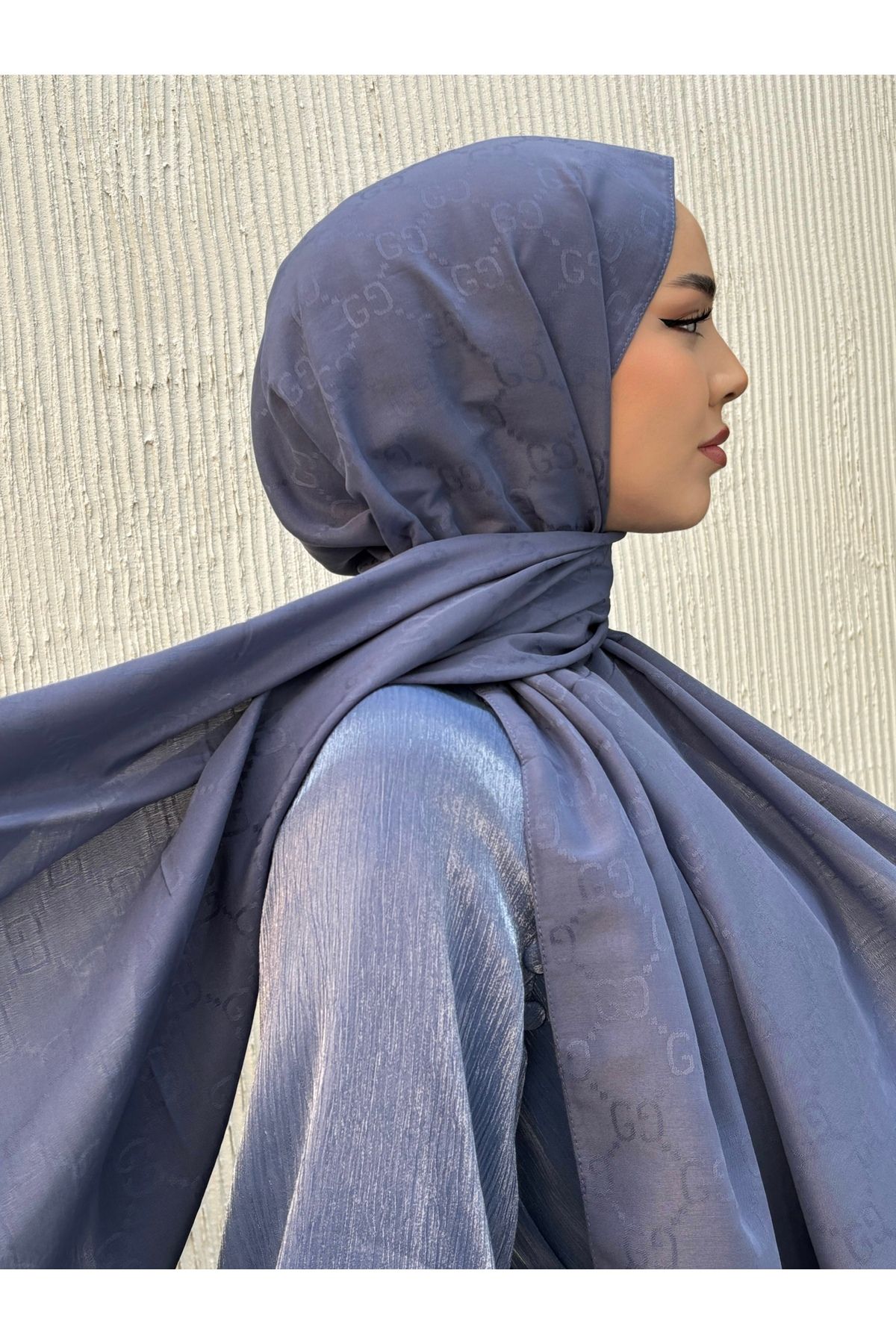 QASSA SHAL-Shawl - Blue - Jacquard 1