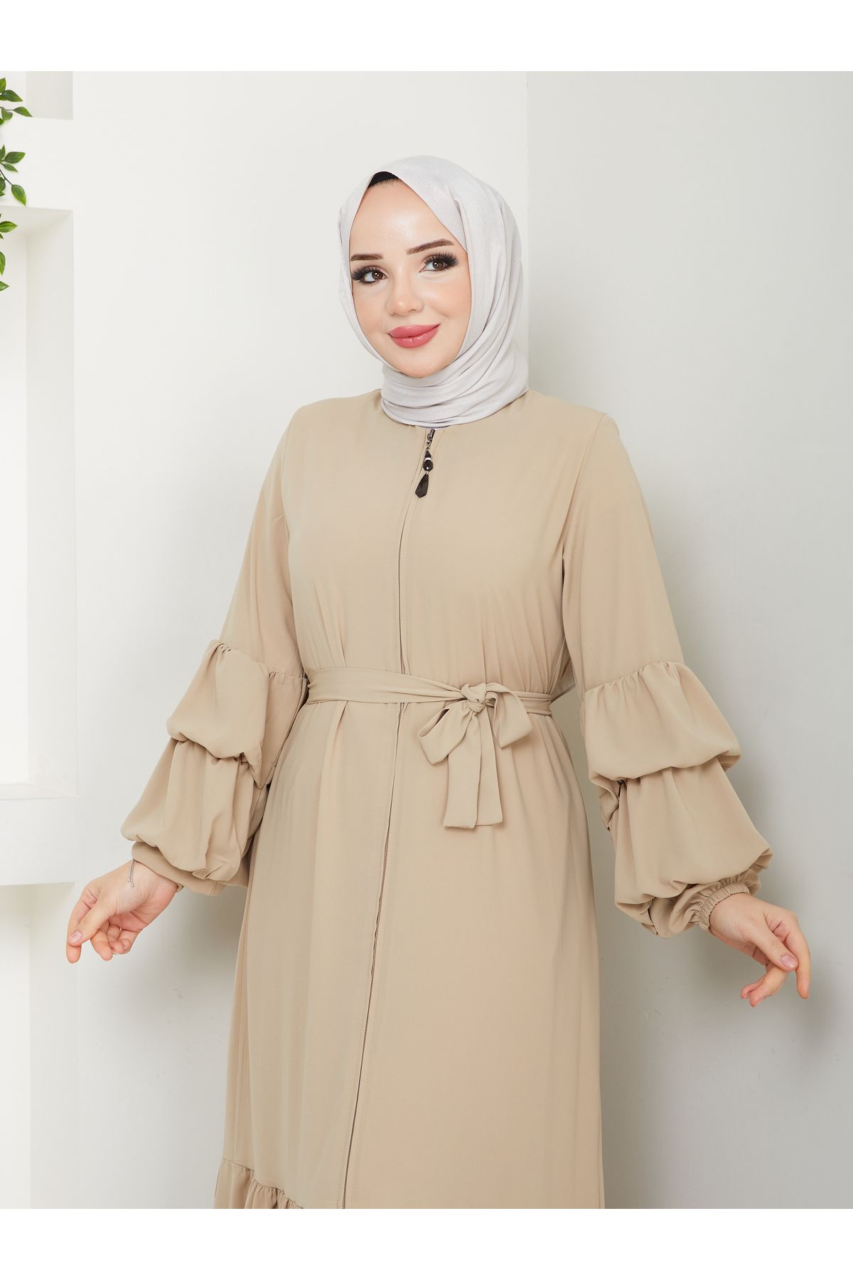 MODA ESRE FASHION-Medina Hijab Clothing - Balloon Sleeve and Gathered Skirt, Silk Ferace 4