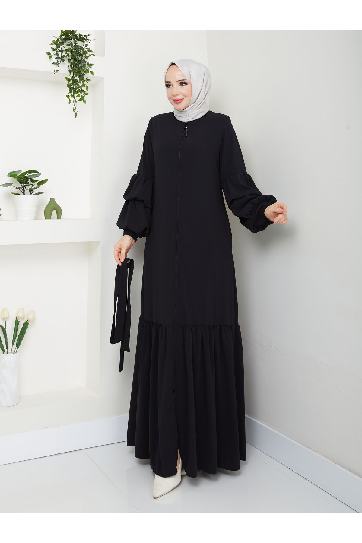 MODA ESRE FASHION-Medina Hijab Clothing - Balloon Sleeve and Gathered Skirt, Silk Ferace 3