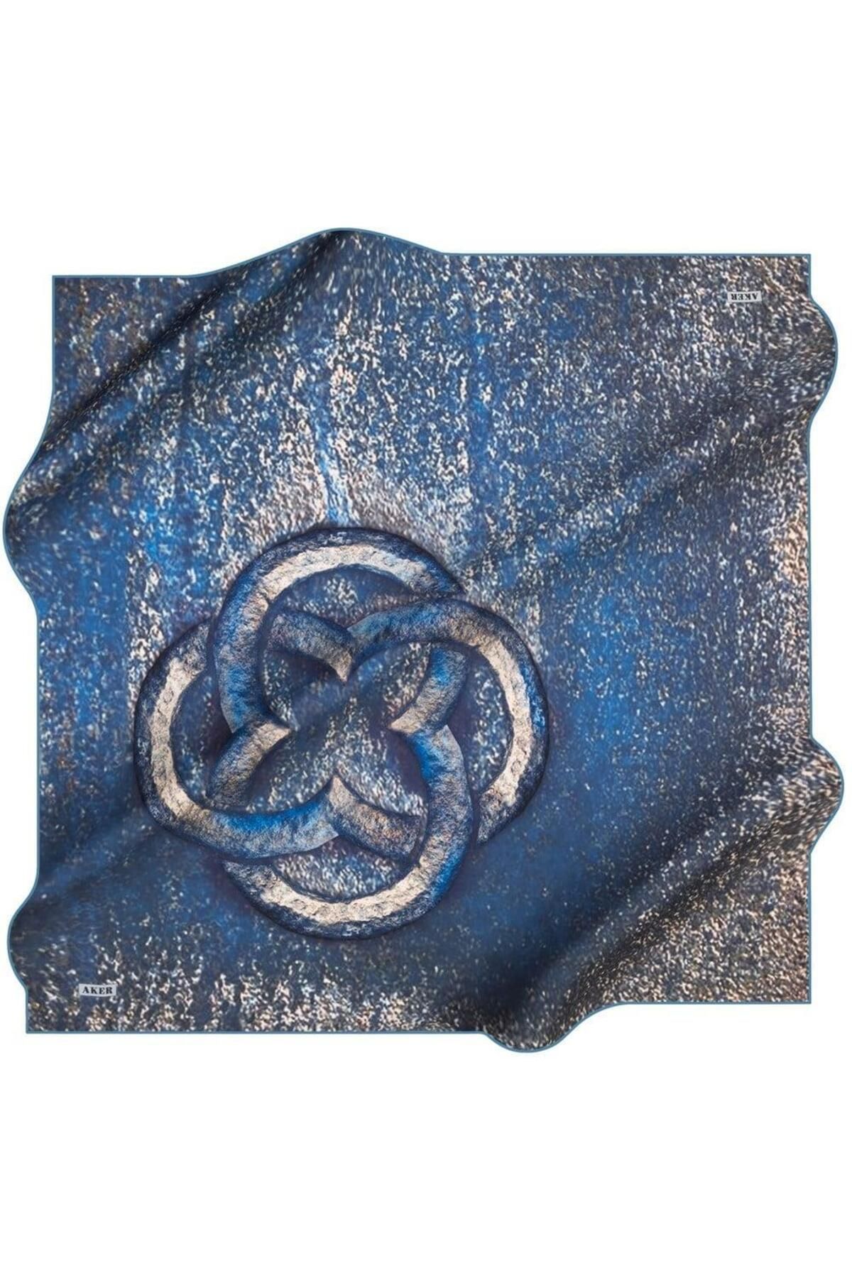 Aker-Tivil Silk Scarf 38642 Blue Mixed Pattern 8269713 -922 1