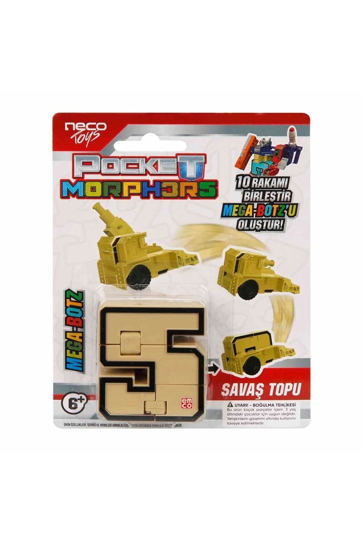 Doğan Oyuncak Dünyası-Pocket Morphers 5 War Ball - Robot Transforming Numbers - Number 5 Robot - Transformers - Robot Number 3