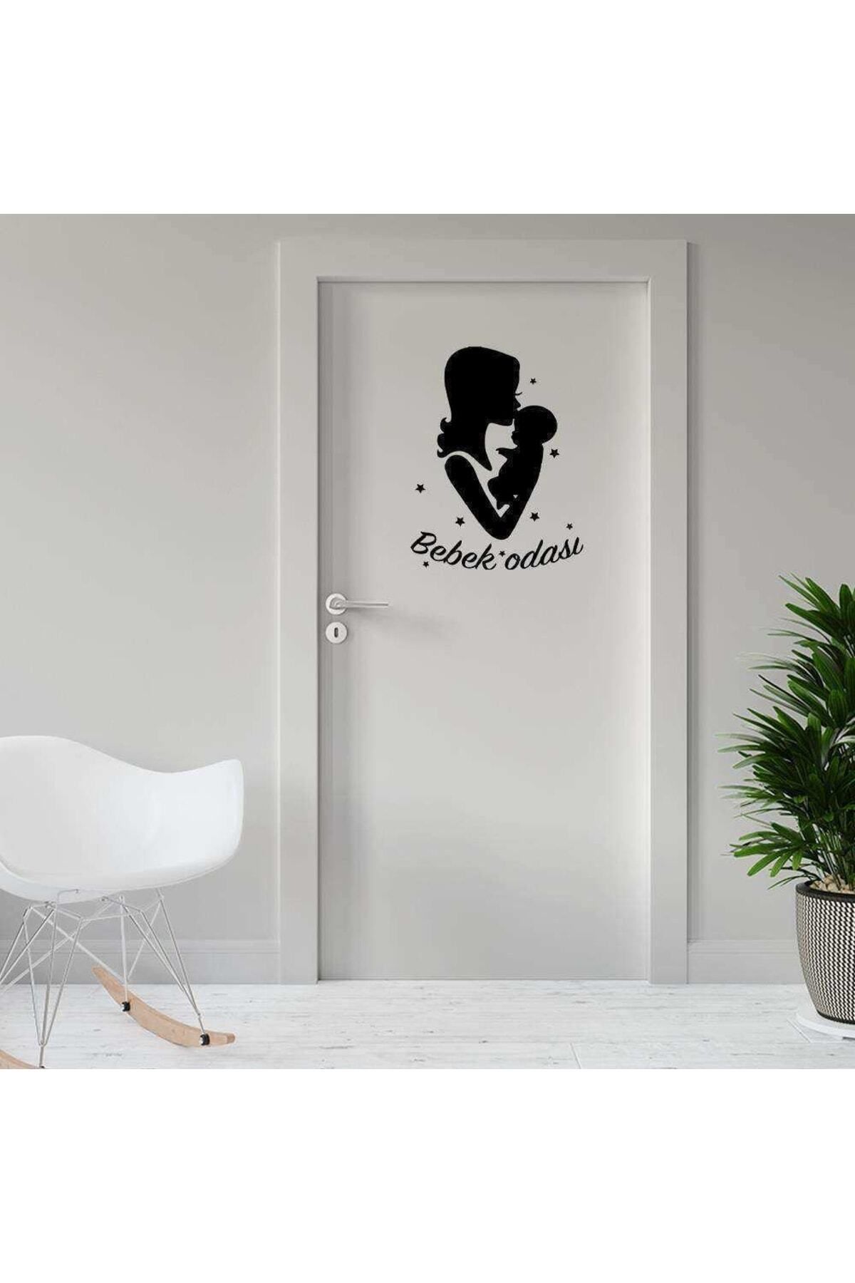 MLH STORE Sevgi Dolu Anne Ve Bebek Silüeti Bebek Odası Için Kapı Dekor Tasarımı Duvar Sticker, Çıkartma
