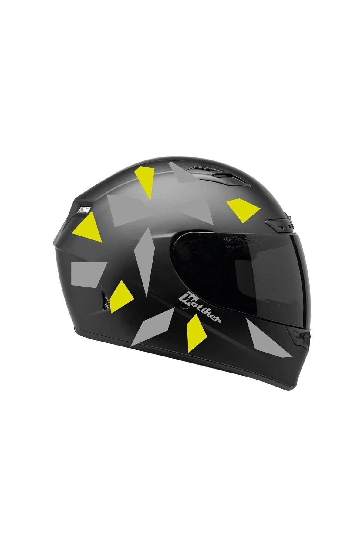 Kendorf Kare Gri Neon Sarı Kamuflaj Kask Sticker Modeli