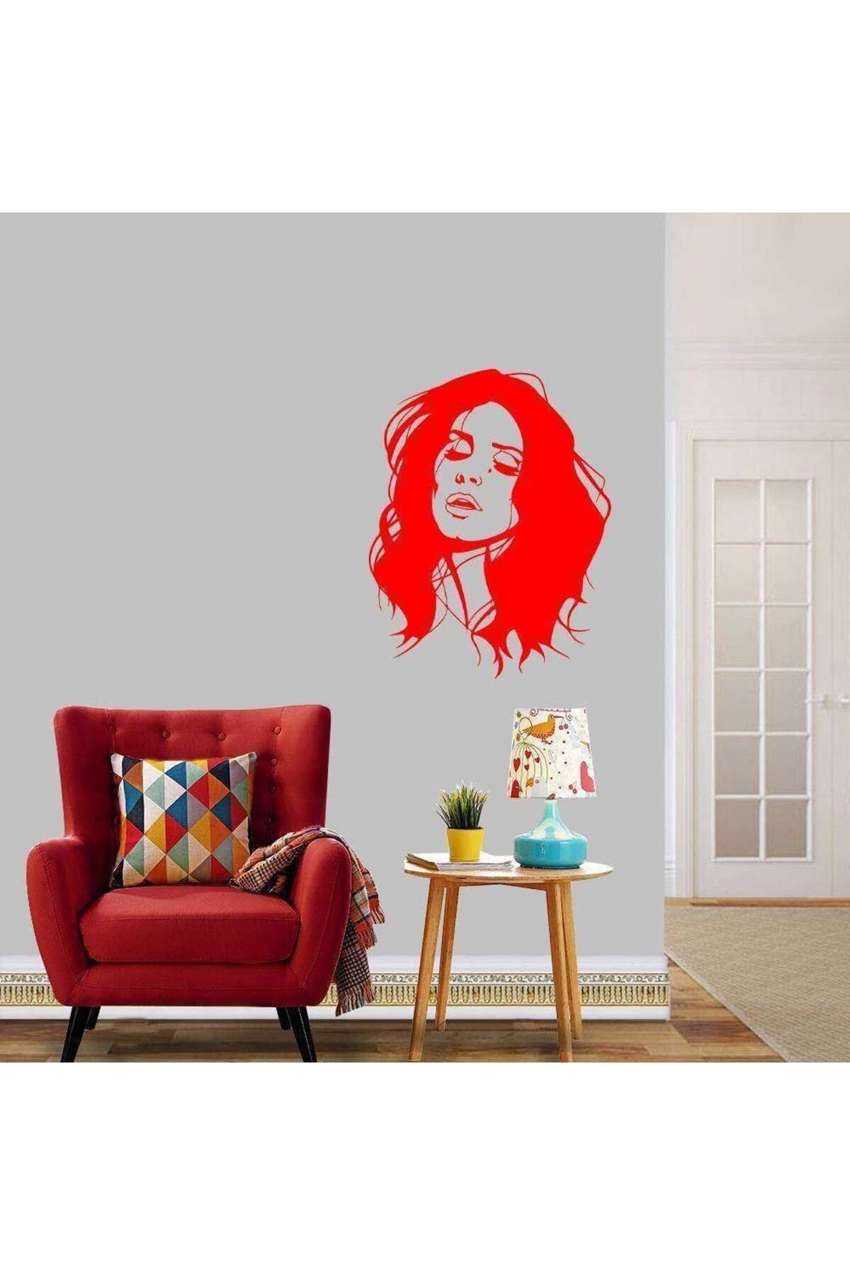 MLH STORE Sanatçı Lana Del Rey Silüetli Dekoratif Duvar Sticker, Çıkartma, Etiket Kırmızı