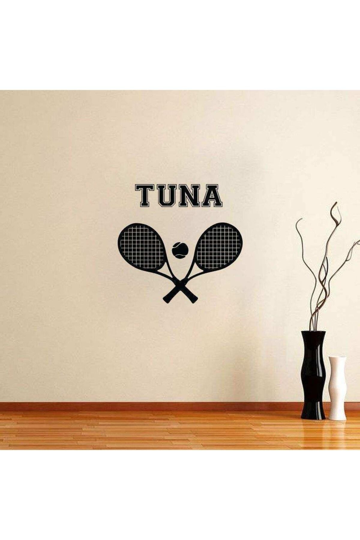 MLH STORE Isme Özel Tenis Raketi Silüet Dekoratif Duvar Sticker, Çıkartma, Etiket